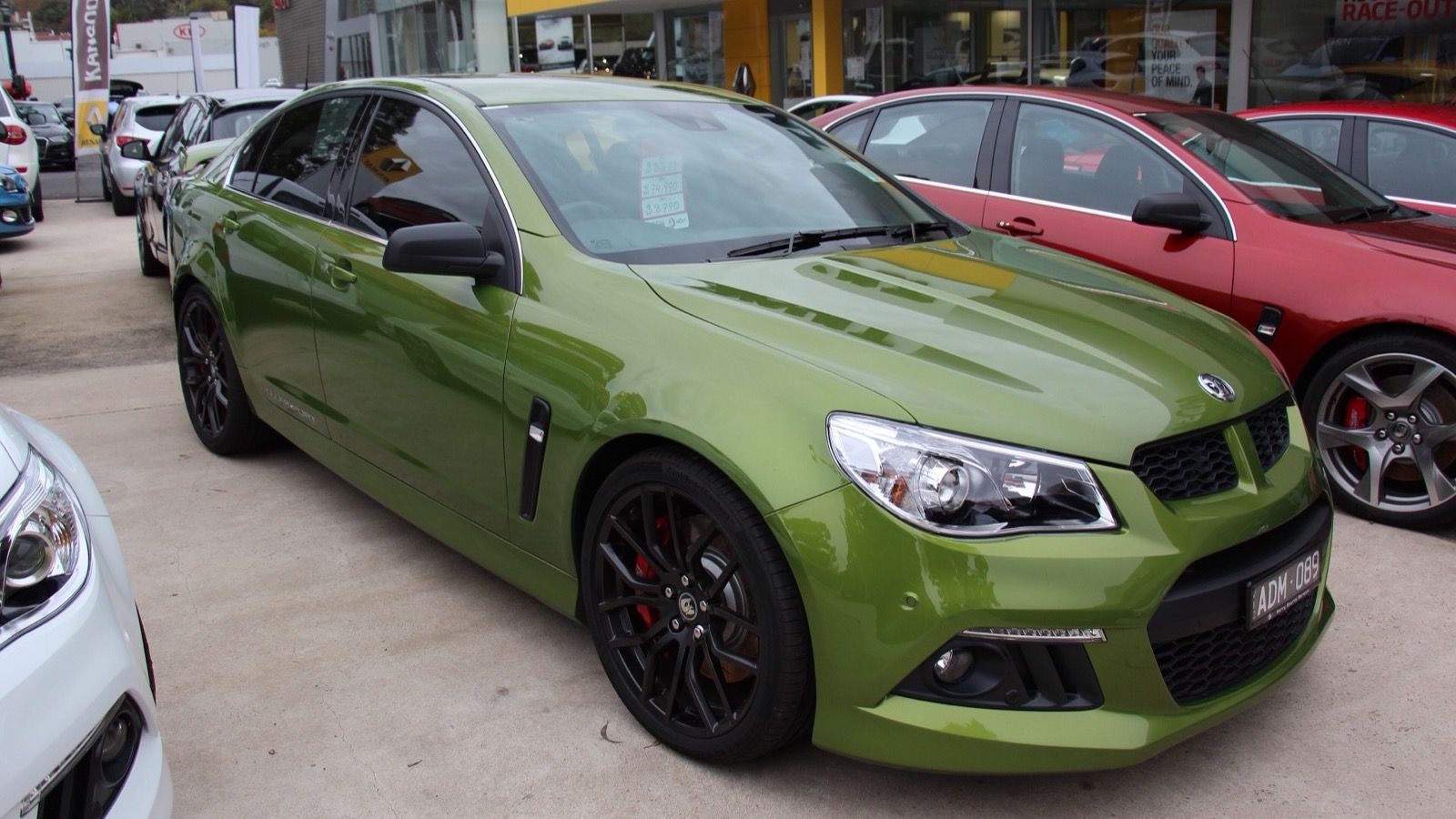 Green HSV VF ClubSport in Jungle Fever paint, front three-quarter view