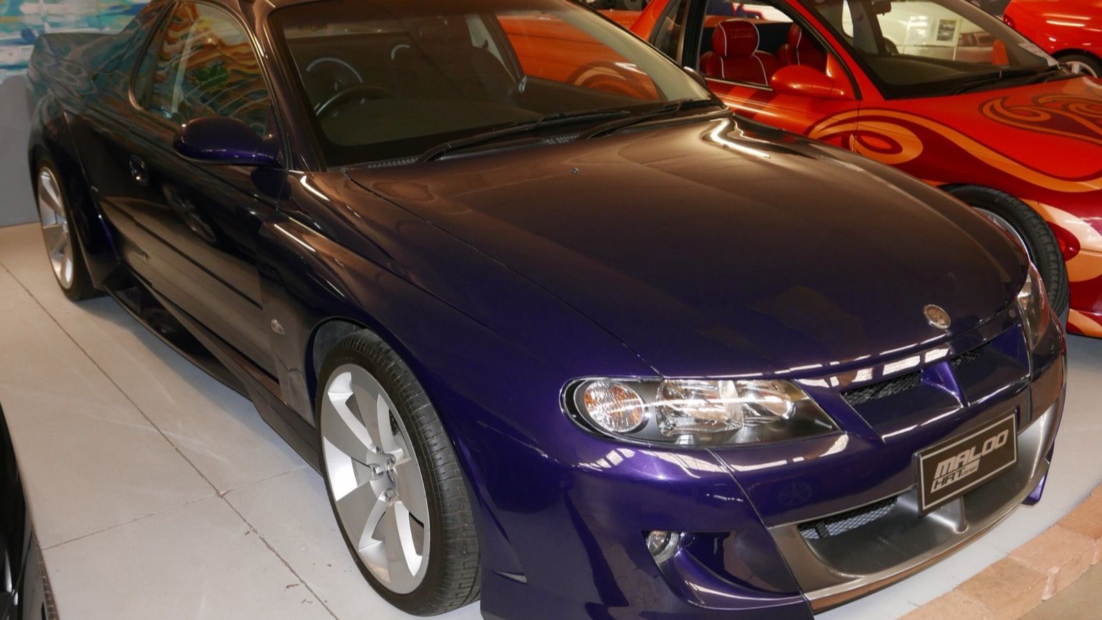 Purple 2001 HSV VU Maloo HRT Edition ute, front three-quarter view