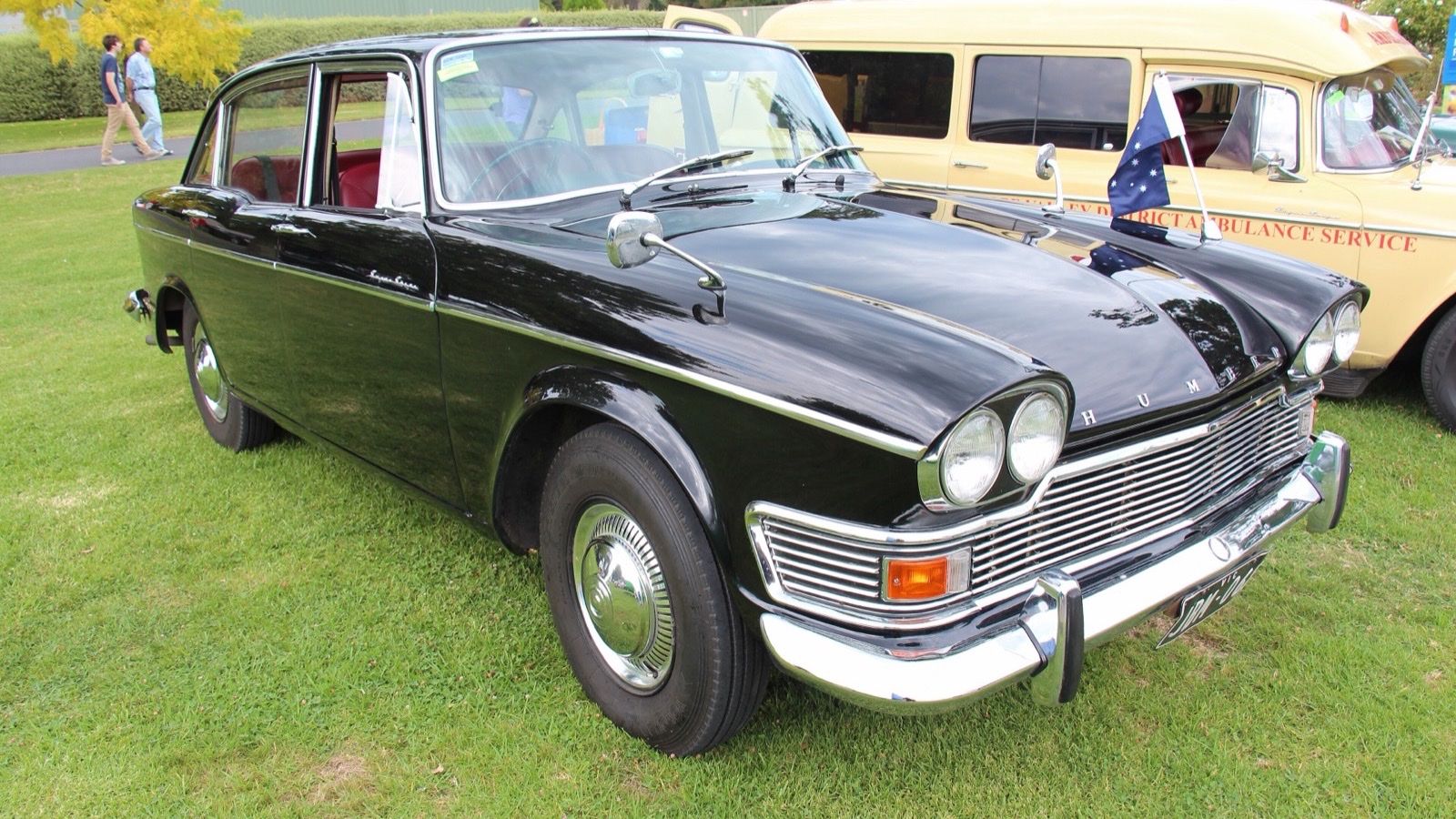 Black 1965 Humber Super Snipe Series V saloon at a car show, front three-quarter view