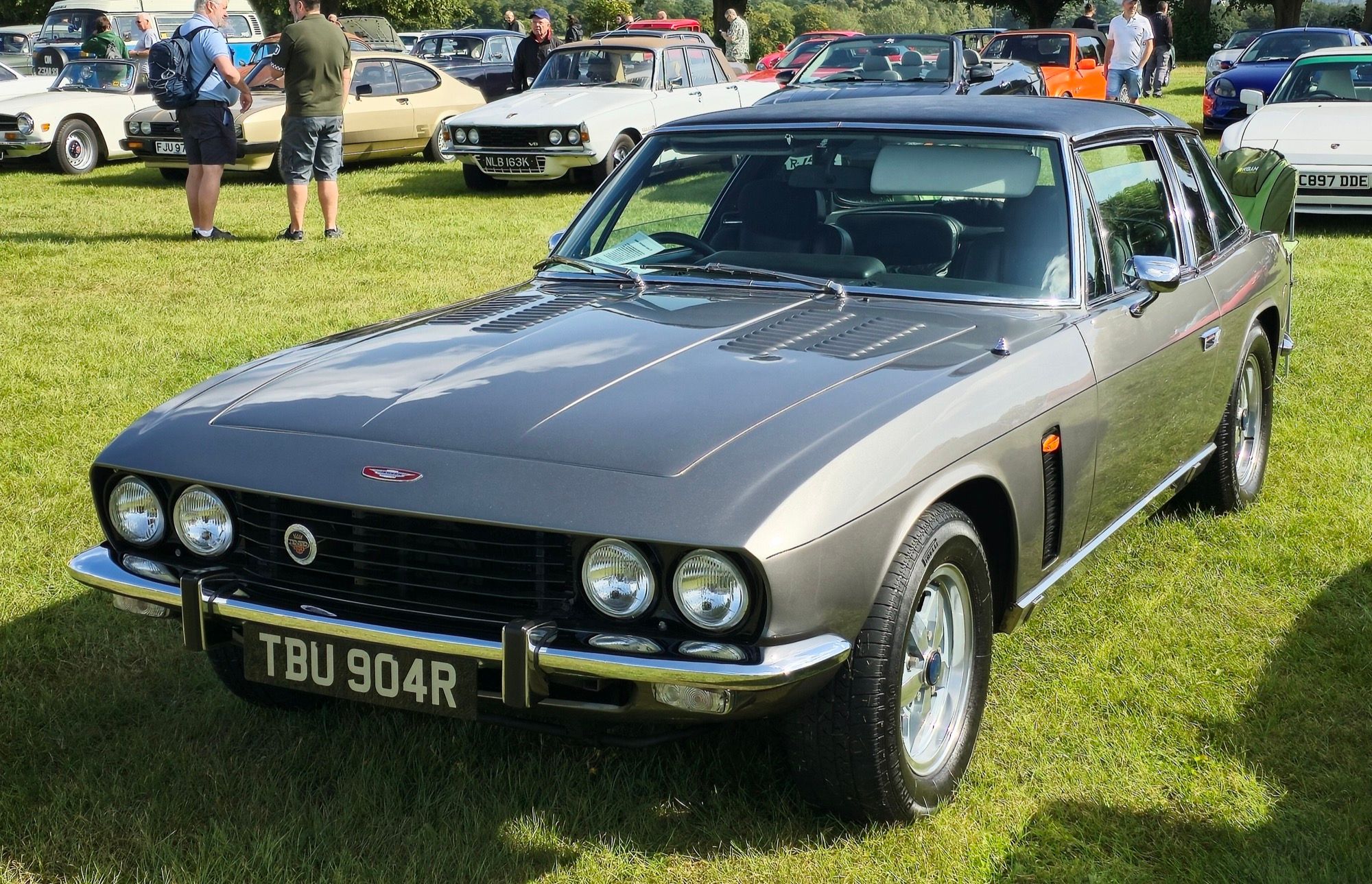 Silver 1976 Jensen Interceptor Coupé III, front three-quarter view