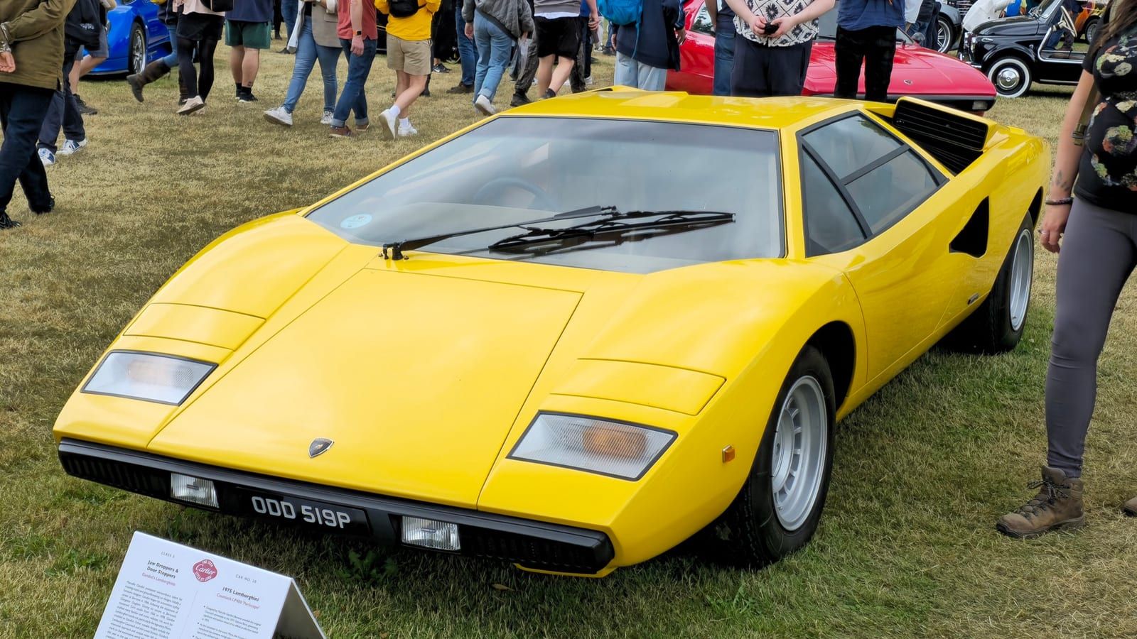 Yellow 1975 Lamborghini Countach LP400 Periscopo, front three-quarter view
