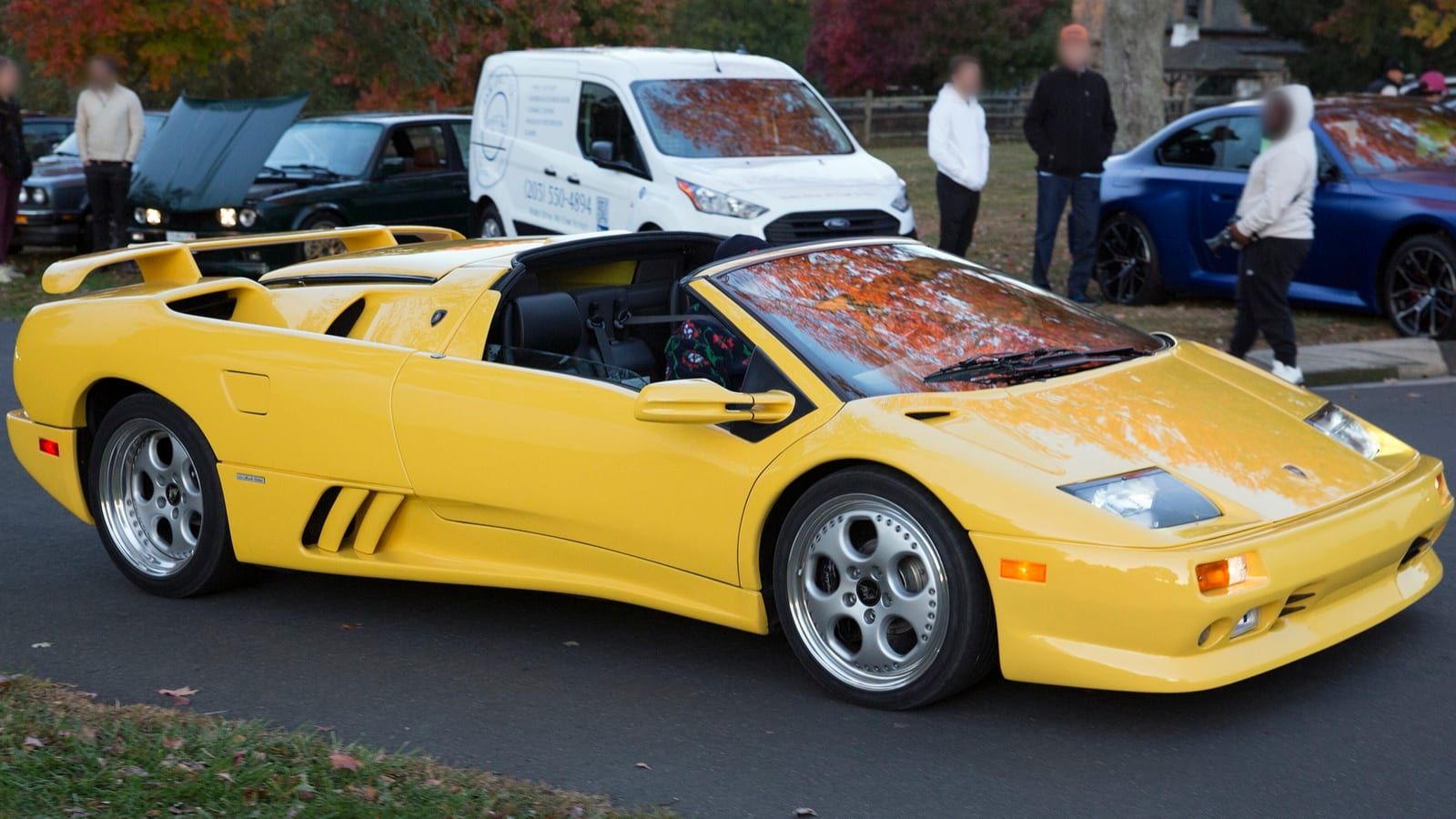 Yellow 1999 Lamborghini Diablo VT Roadster, front three-quarter view
