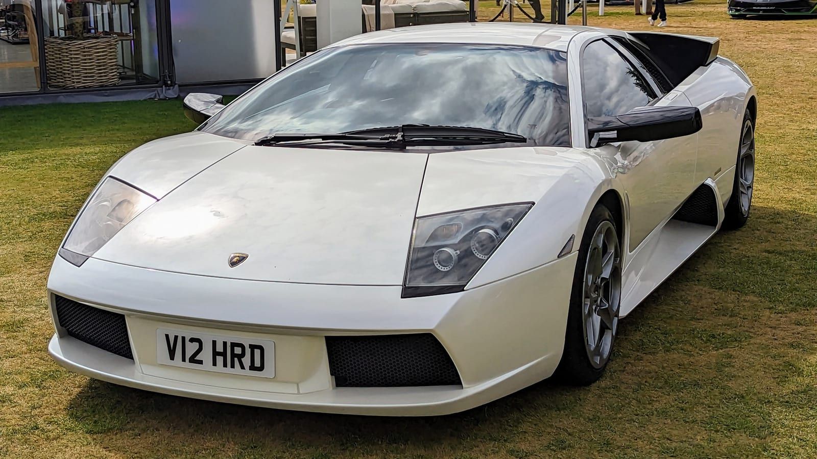 White 2004 Lamborghini Murcielago coupe, front view
