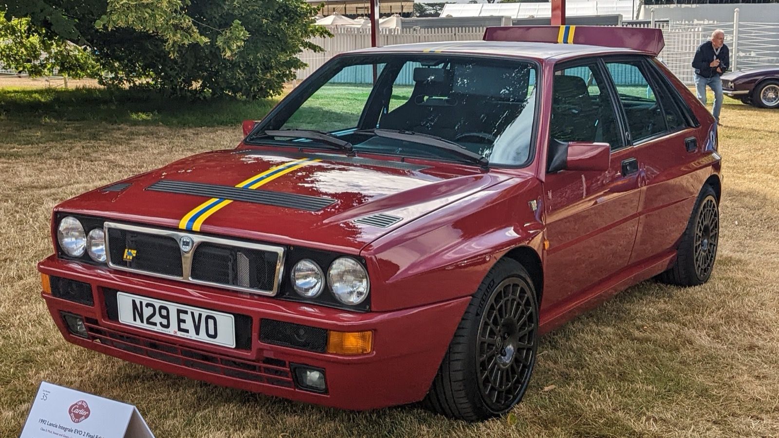 Red 1992 Lancia Delta HF Integrale Evoluzione II Final Edition, front three-quarter view