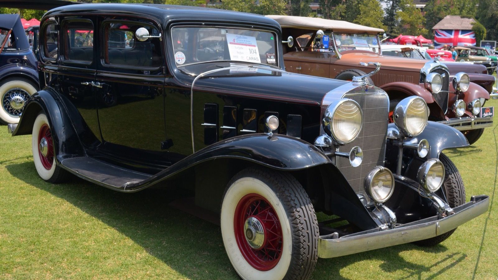 1932 LaSalle Series 345 sedan in black, front three-quarter view