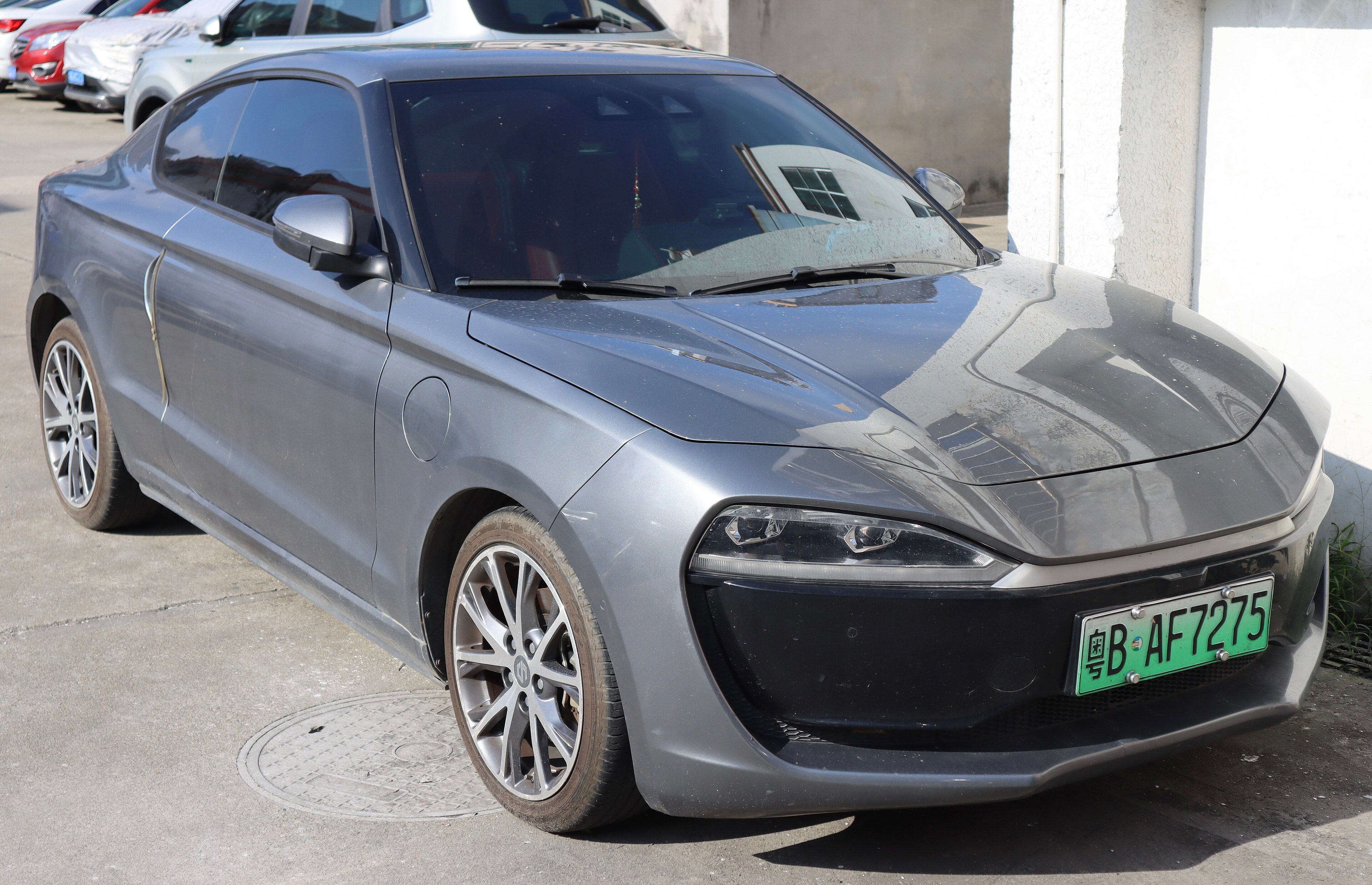Grey 2019 Leapmotor S01 electric coupe, front three-quarter view