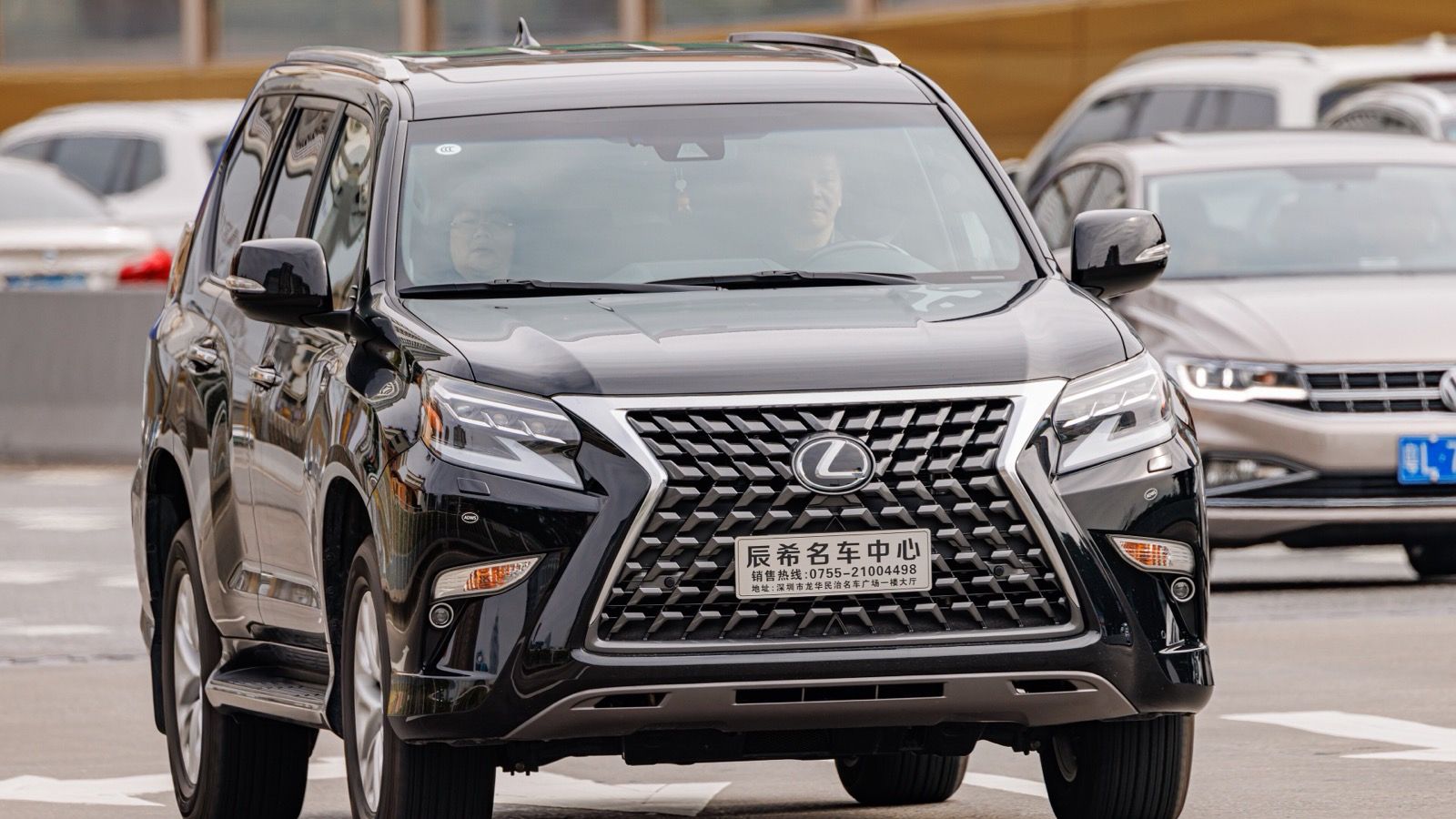 Black second-generation Lexus GX 460 body-on-frame SUV, front three-quarter view