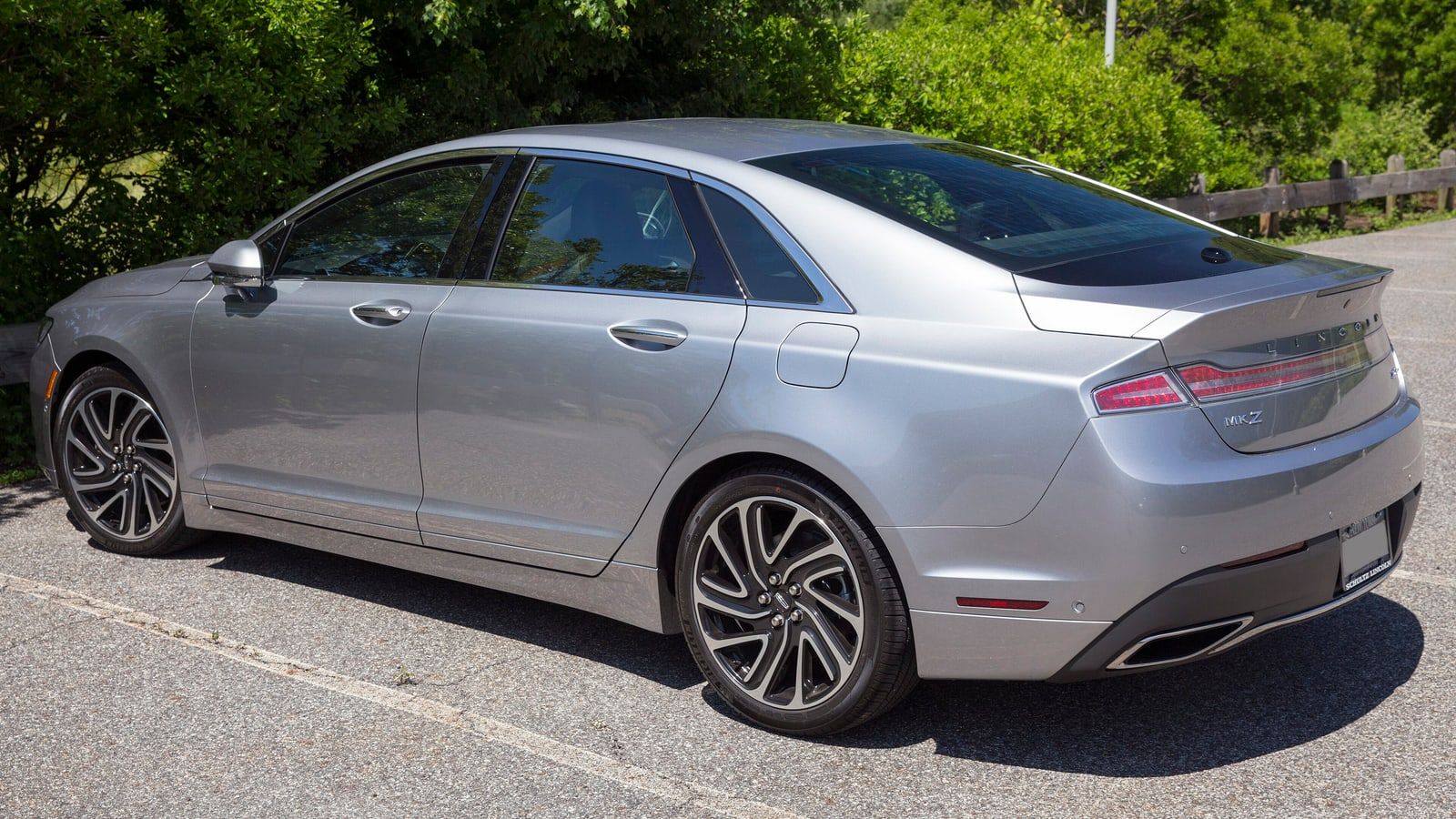 Silver 2020 Lincoln MKZ Reserve, rear three-quarter view