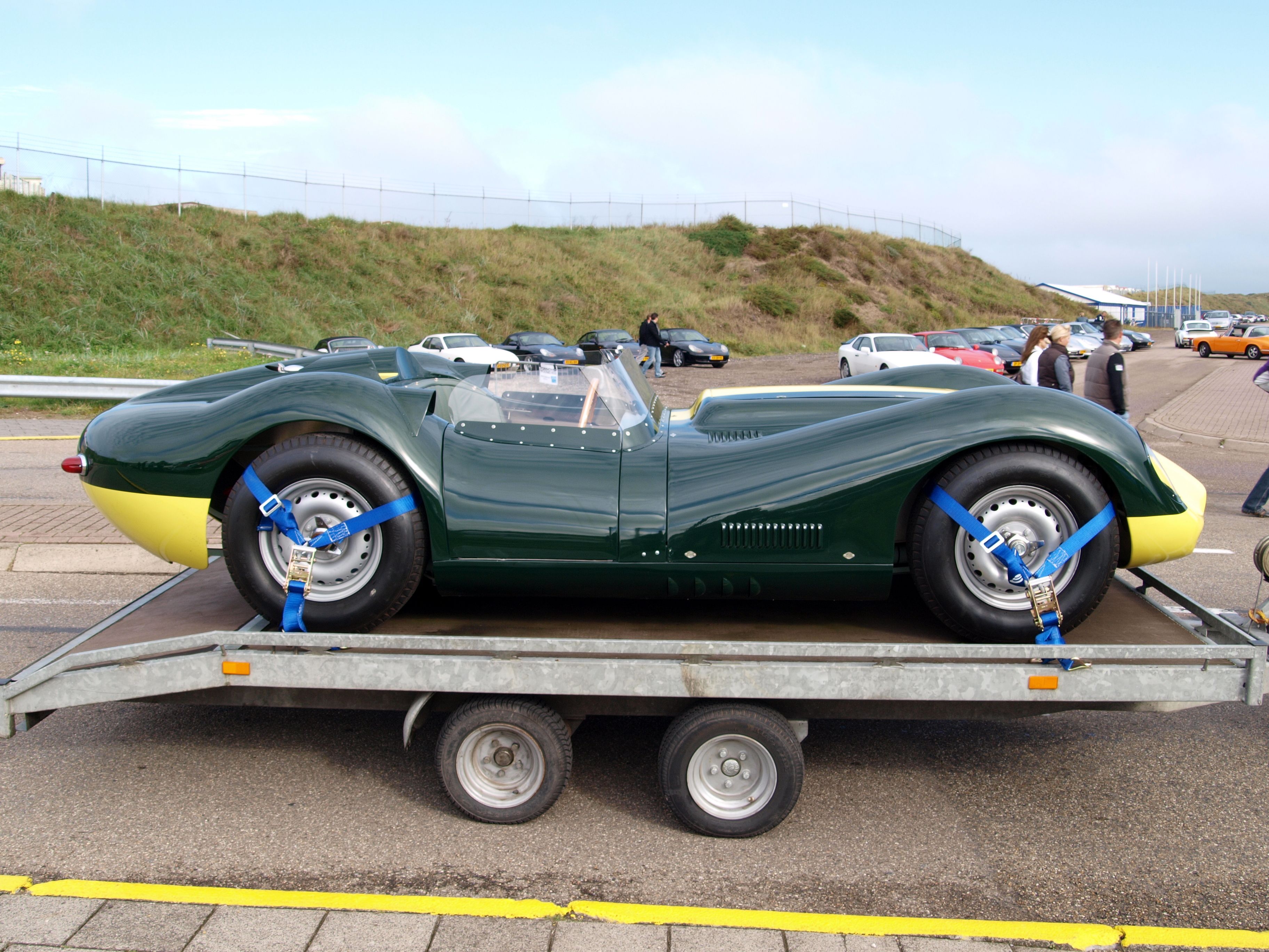 Green 1959 Lister Knobbly sports-racer, left side profile