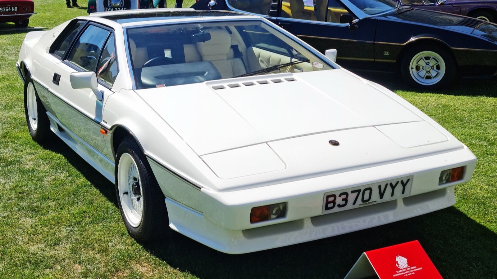 White 1984 Lotus Esprit Turbo, front three-quarter view.