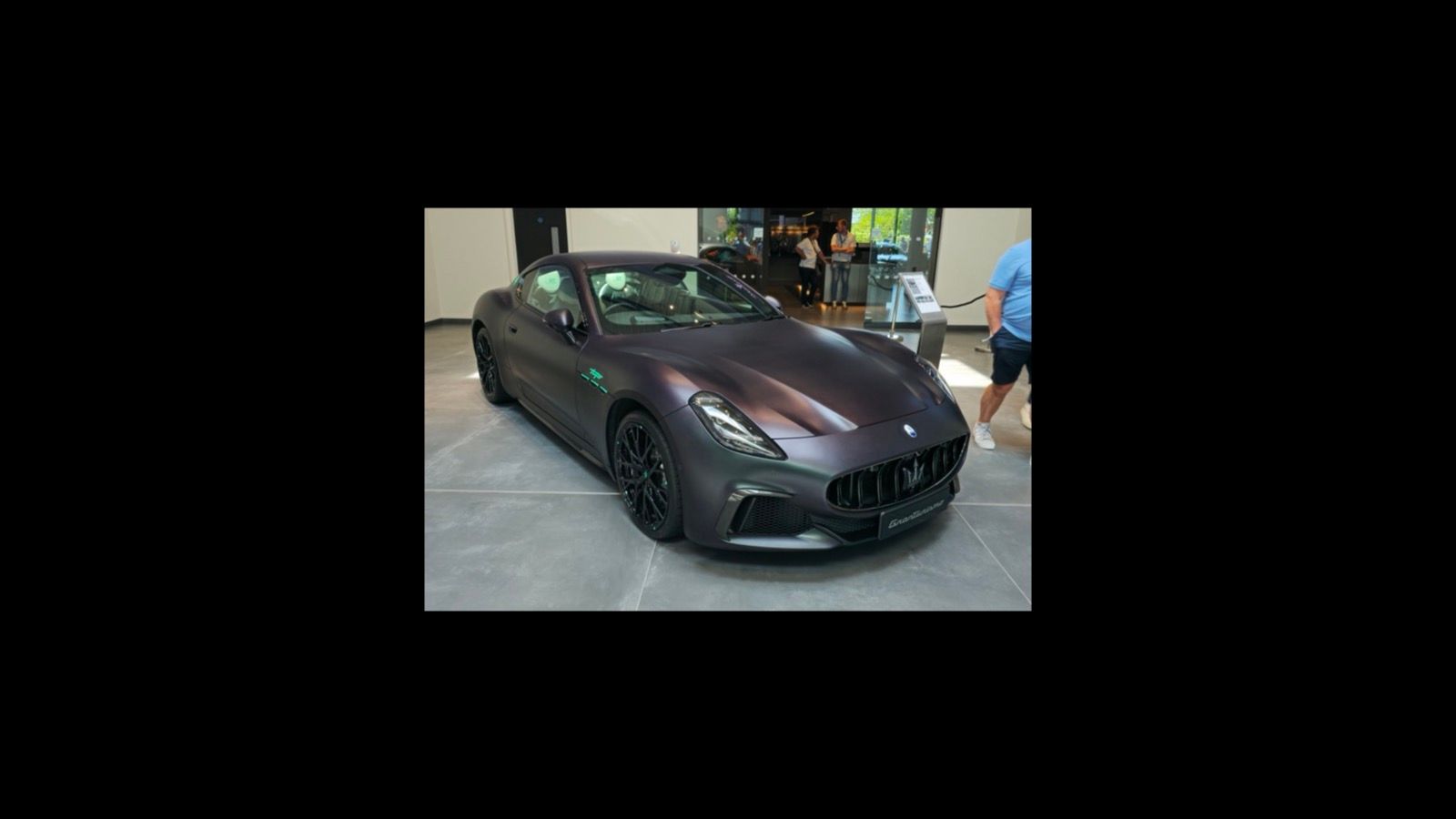 Matte-purple 2024 Maserati GranTurismo Trofeo coupe, front three-quarter view
