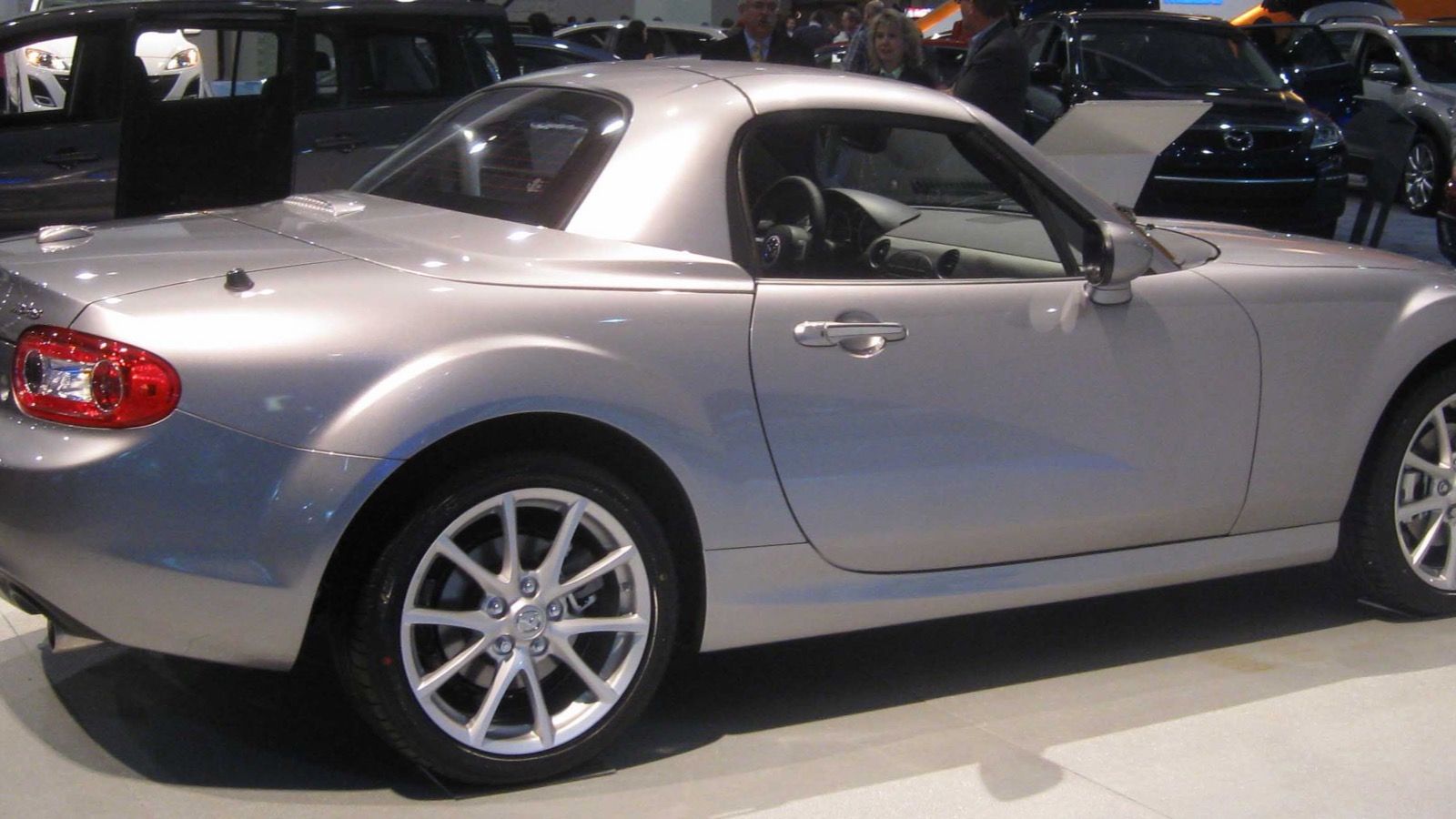 2009 Mazda MX-5 Miata, NC third generation — silver Power Retractable Hard Top coupe, front three-quarter view