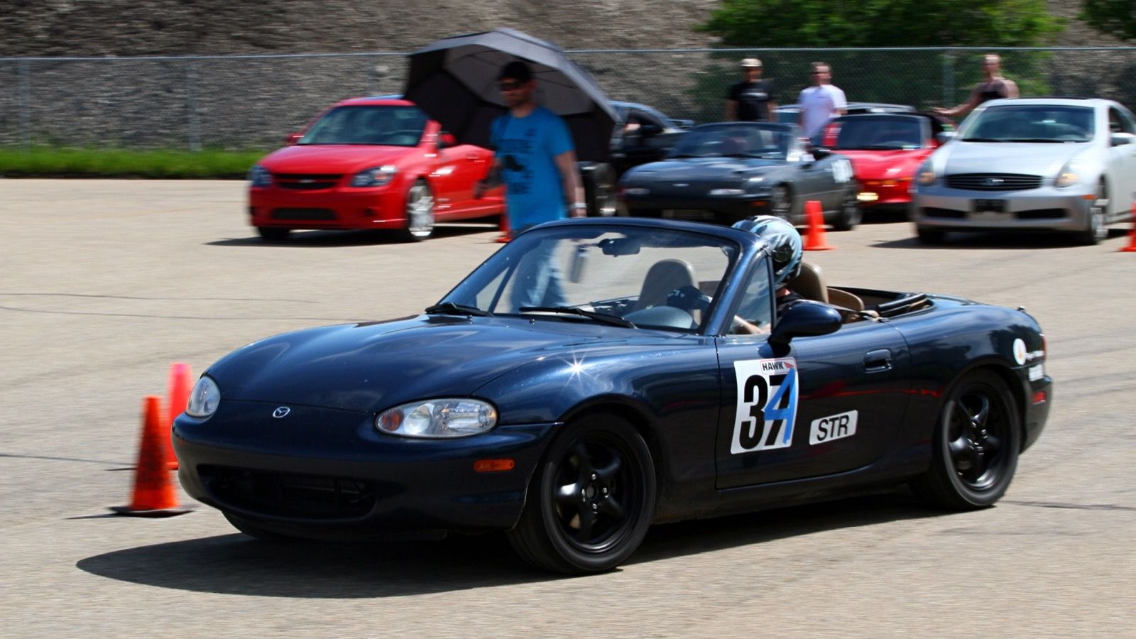 2013 Mazda MX-5 Miata, NC third generation — blue roadster at an autocross, front three-quarter view