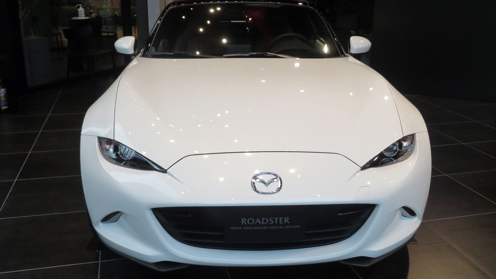 2020 Mazda MX-5 Miata 100th Anniversary Special Edition, ND fourth generation — white roadster, front three-quarter view