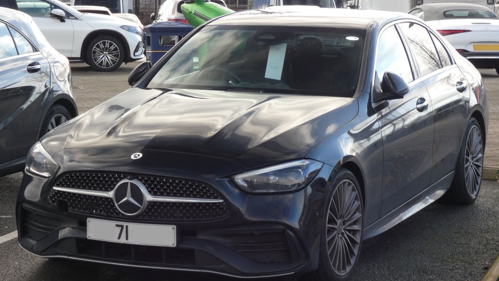 2022 Mercedes-Benz C300 AMG Line Premium - 1999cc 2.0 (258PS) Petrol - Obsidian Black - 02-2024, Front, front three-quarter view
