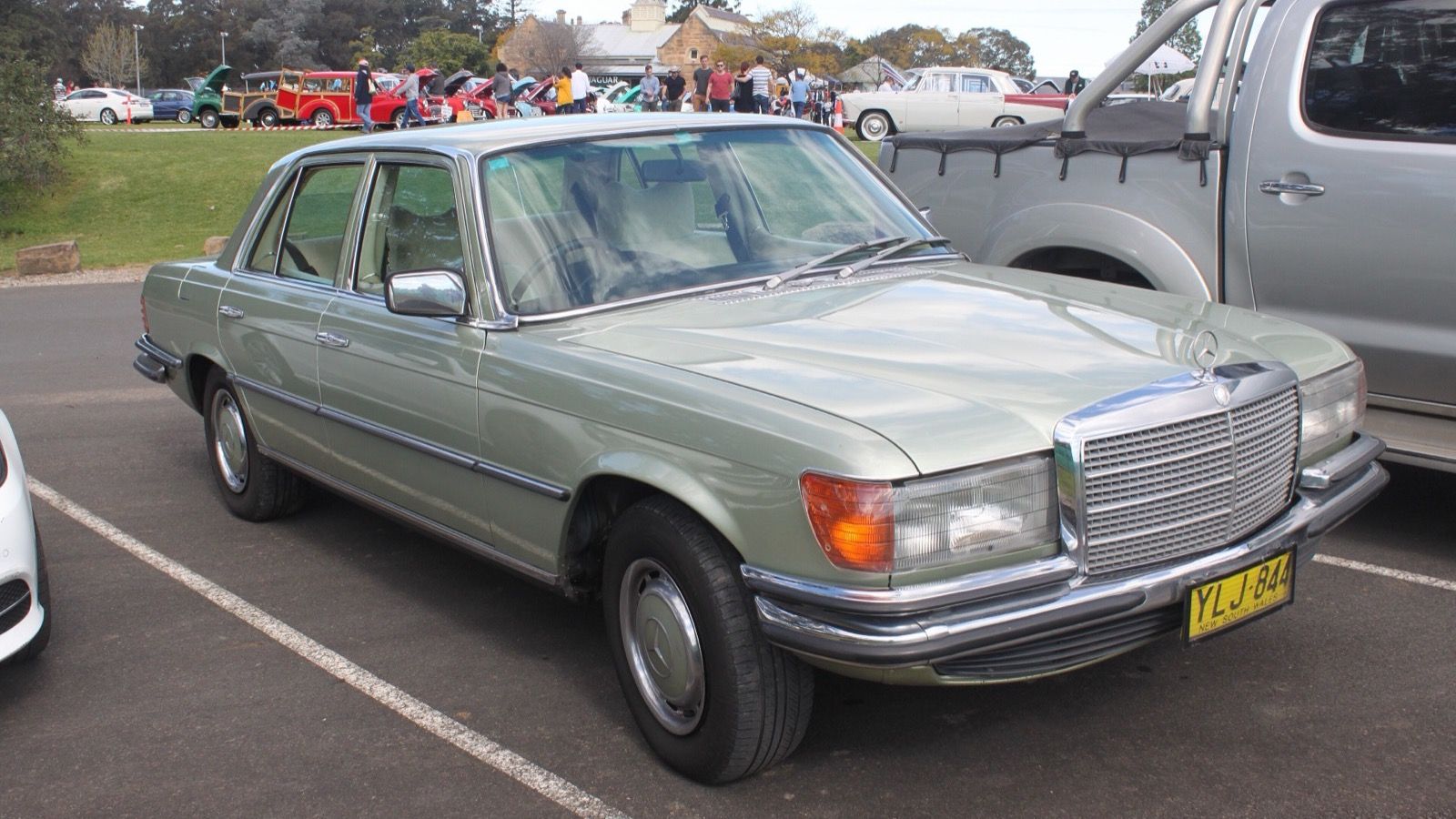 1979 Mercedes-Benz S-Class (W116) — sedan, front three-quarter view