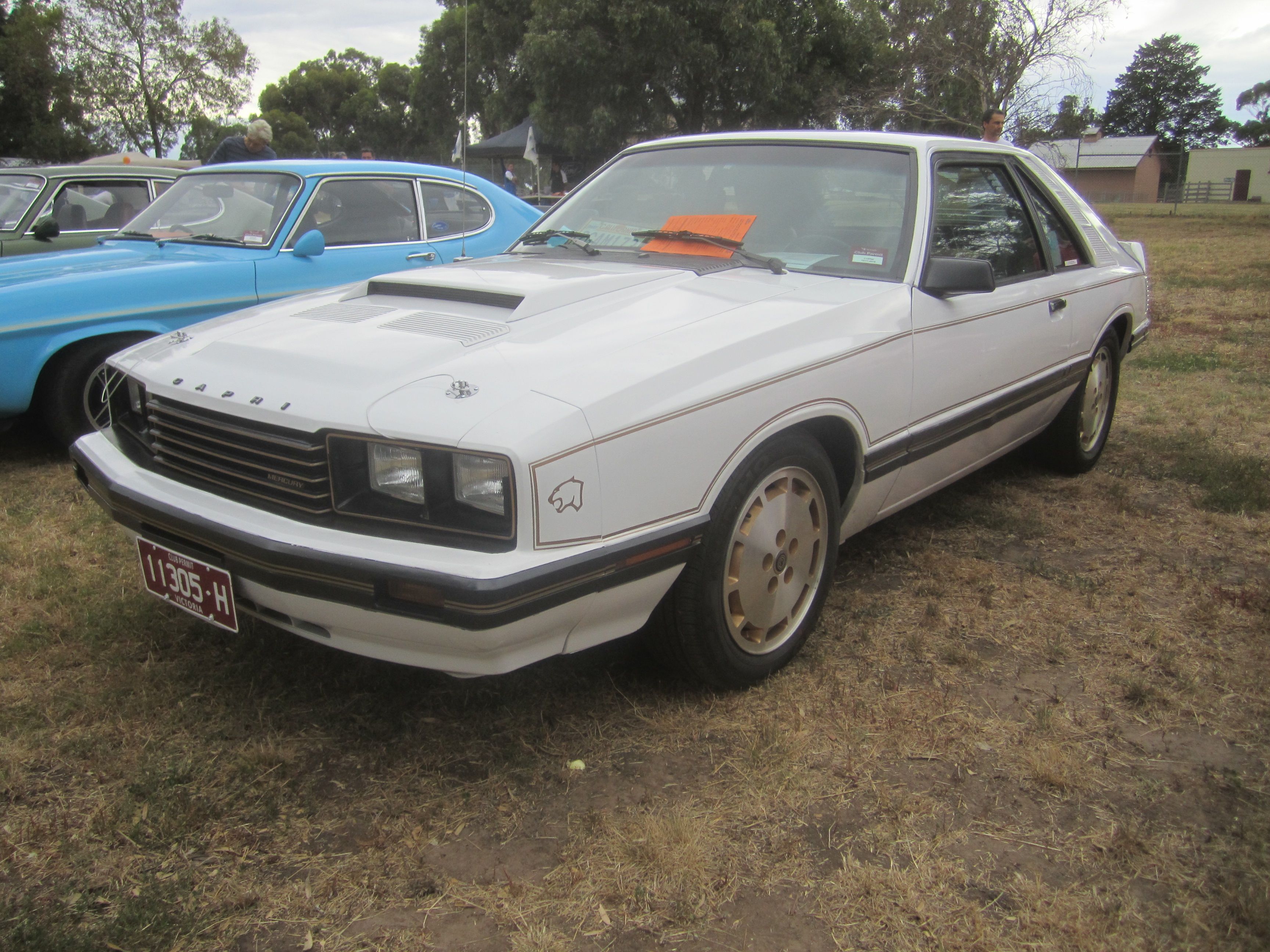 1980 Mercury Capri Fox-body hatchback, front three-quarter view