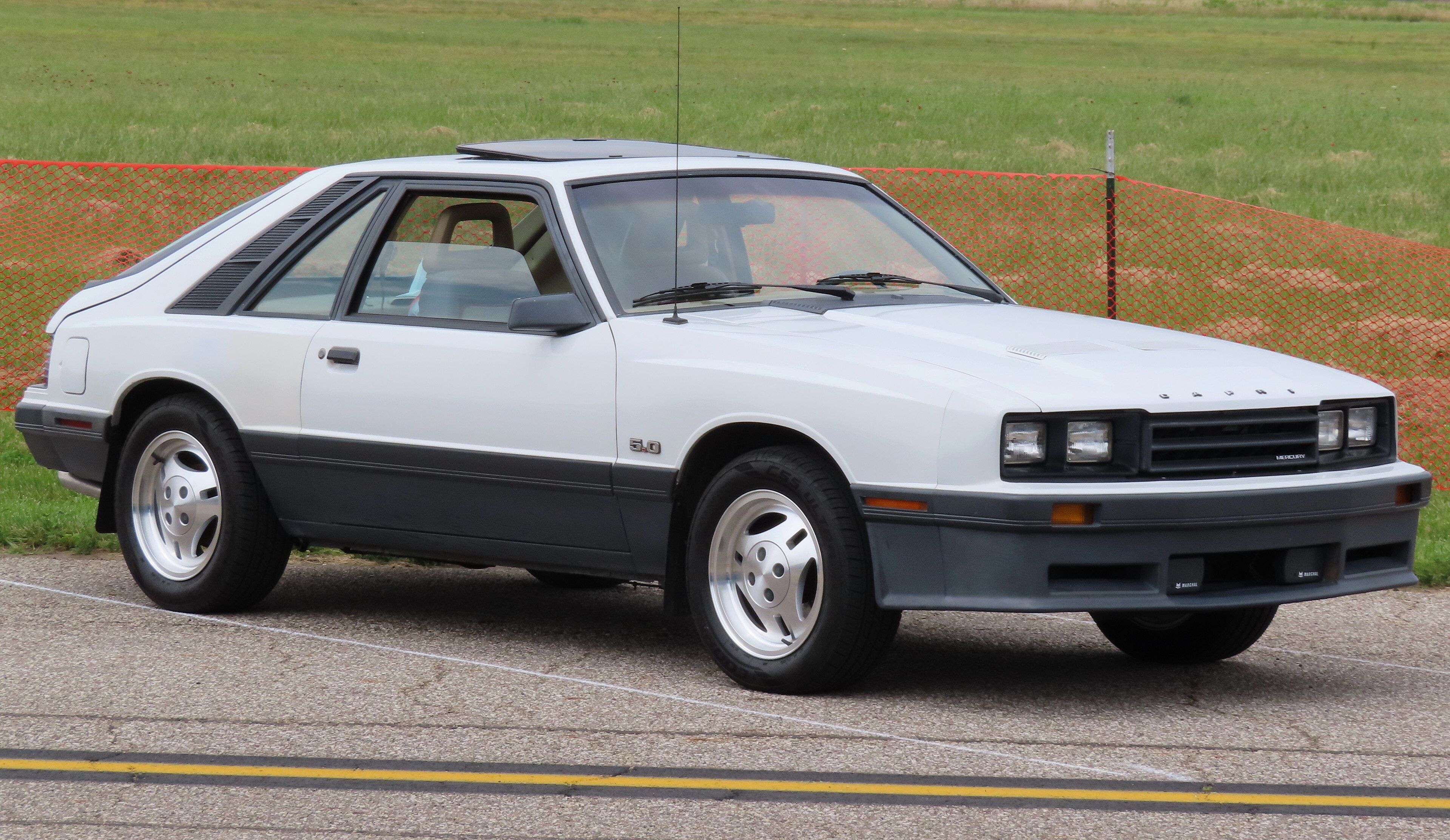 1985 Mercury Capri GS 5.0L, front-right view