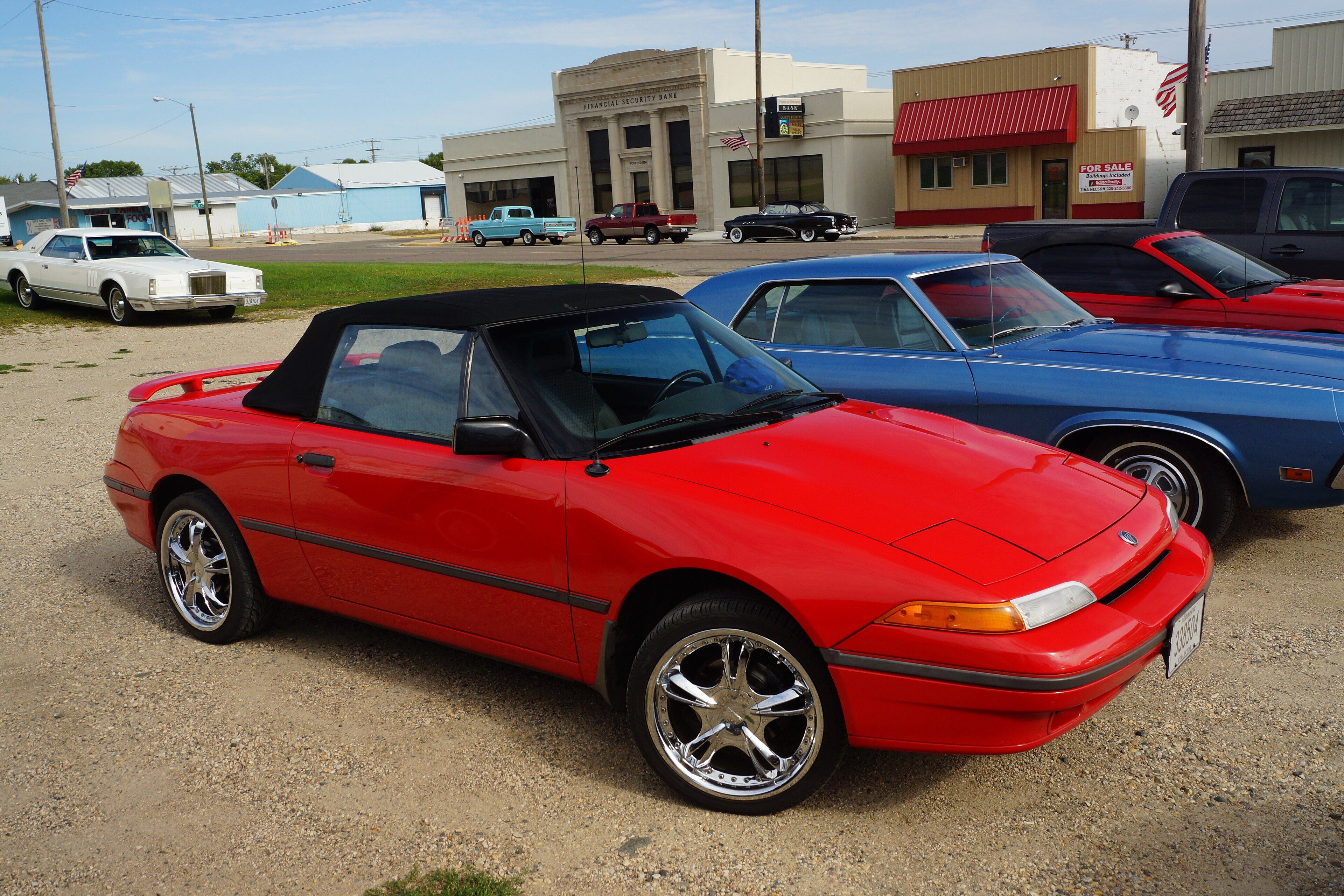 1993 Mercury Capri convertible, front three-quarter view
