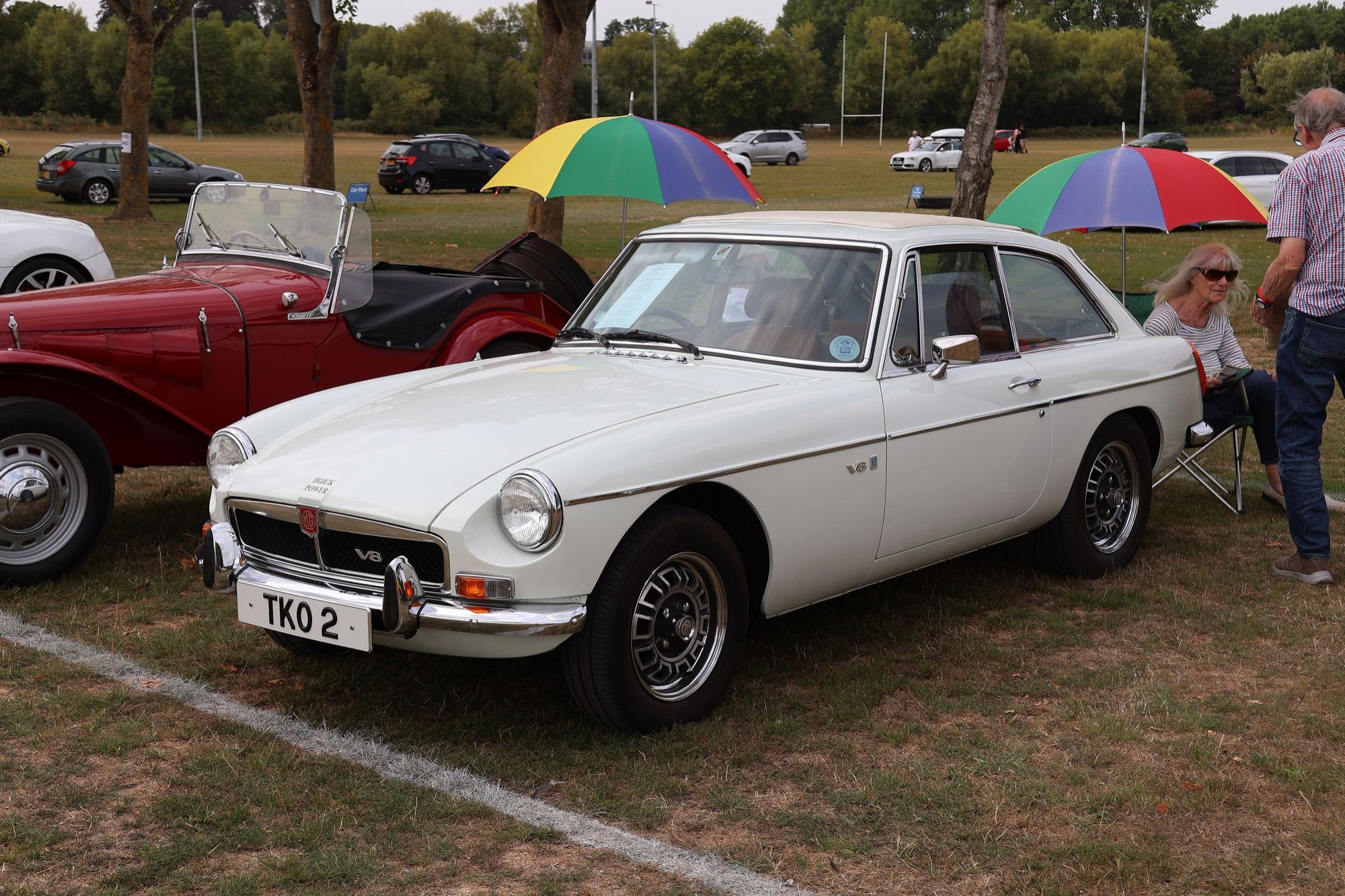 White 1974 MGB GT V8 coupe, front three-quarter view