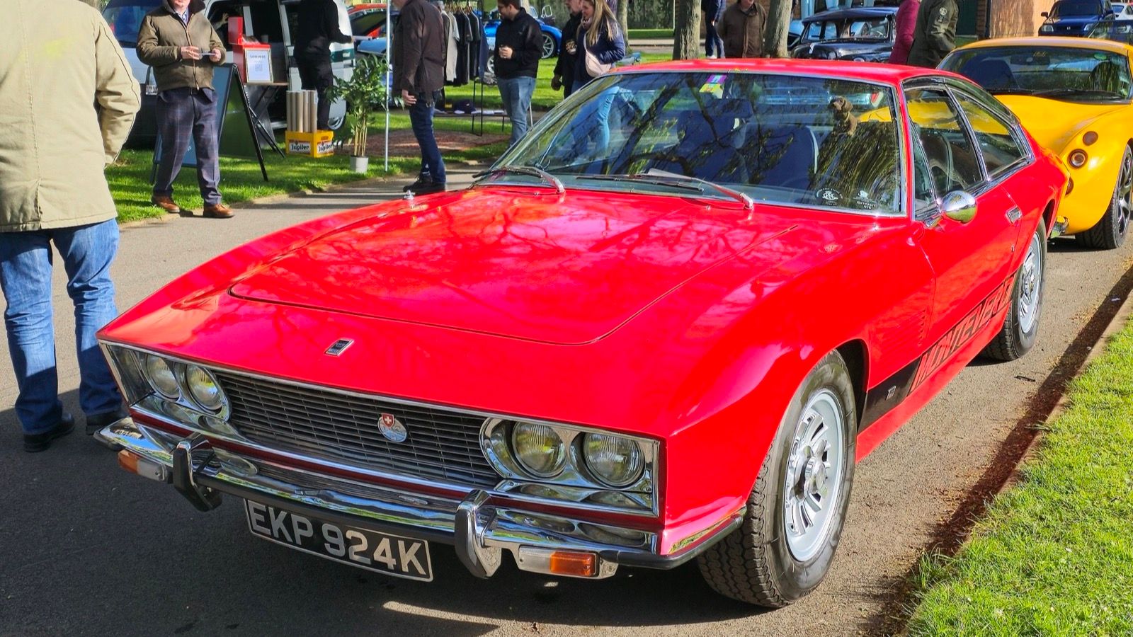 Red Monteverdi High Speed 375 L 2+2 coupé with Fissore coachwork, front three-quarter view