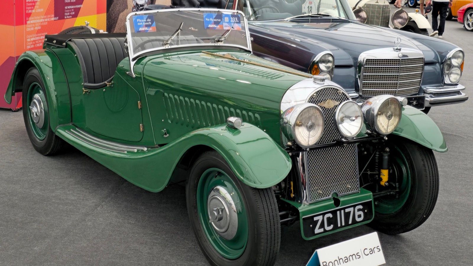 Green 1937 Morgan 4/4 Sports two-seat roadster, front three-quarter view