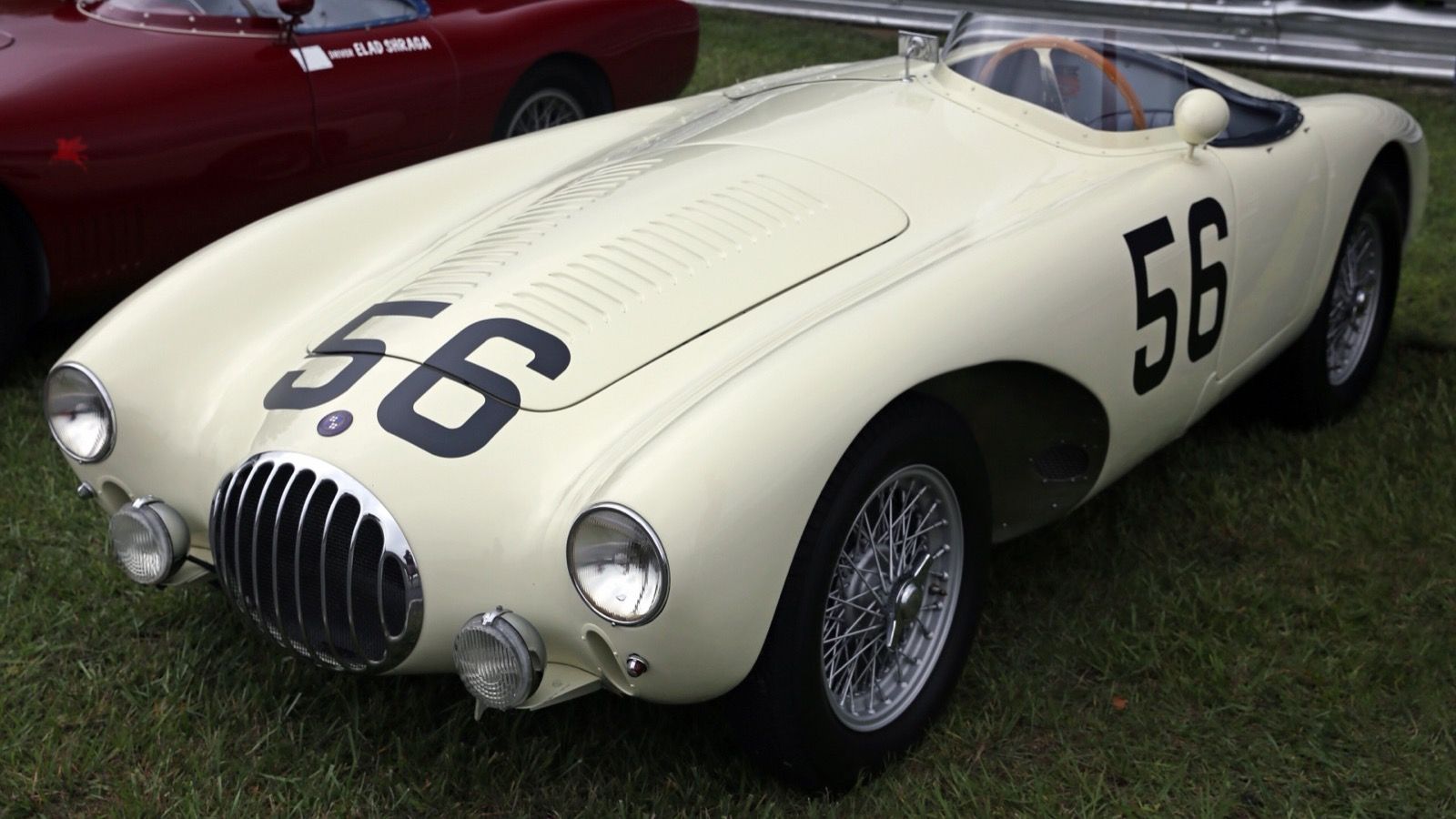 Cream 1954 OSCA MT4 1500 racing number 56, the ex-Moss and Cunningham Sebring winner, front three-quarter view
