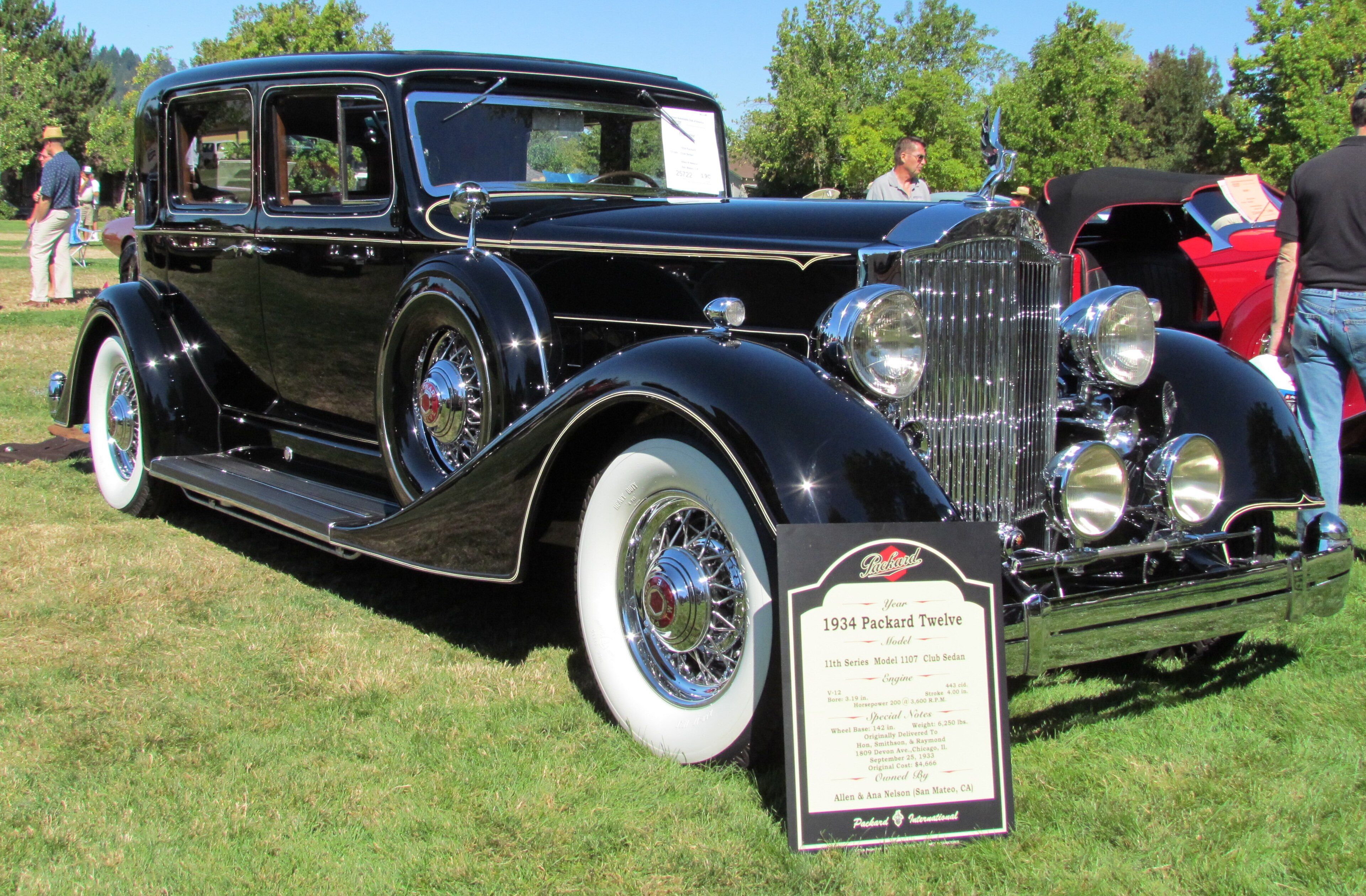 Black 1934 Packard Twelve Model 1107 Club Sedan, front three-quarter view