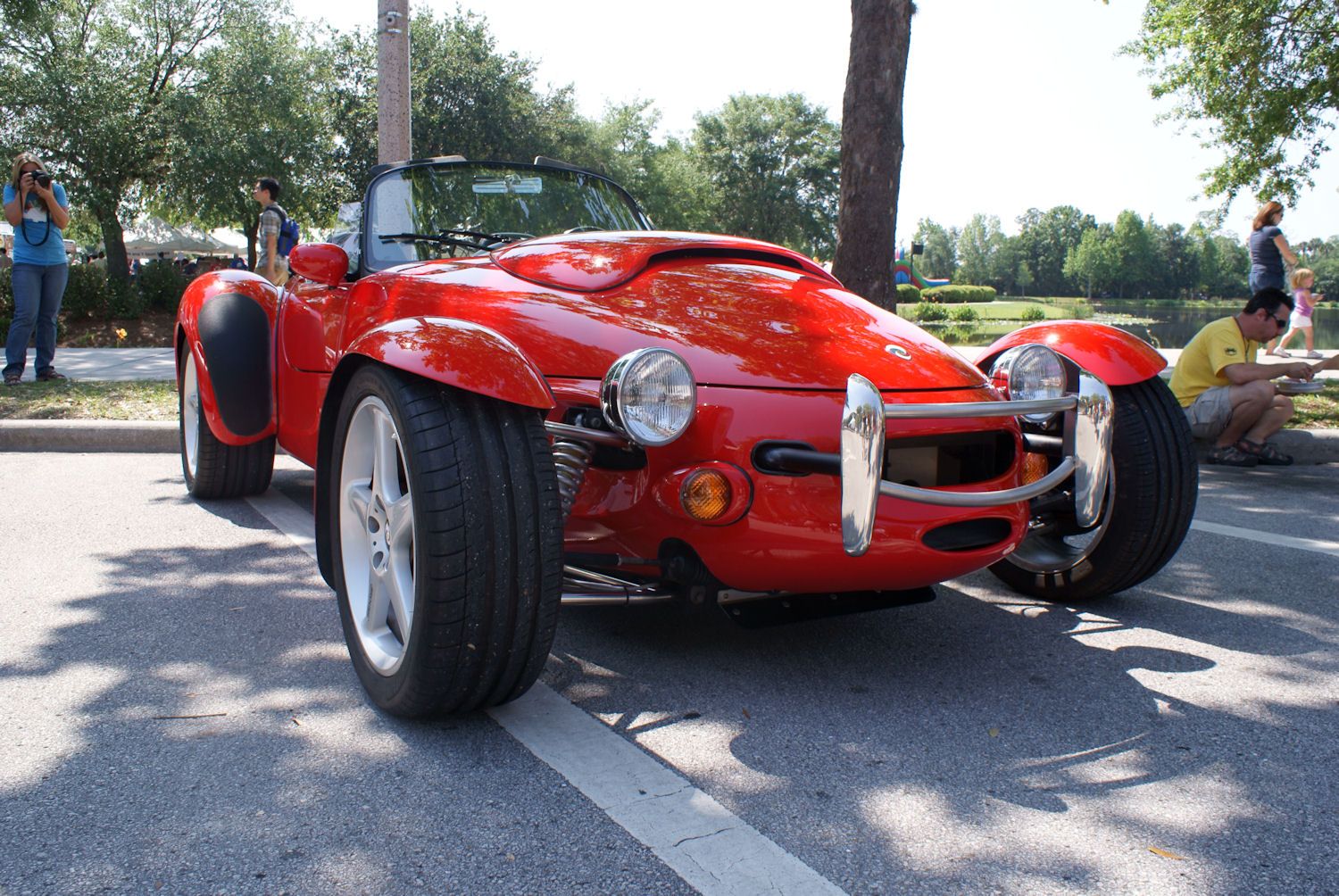 Red 1998 Panoz AIV Roadster, front three-quarter view