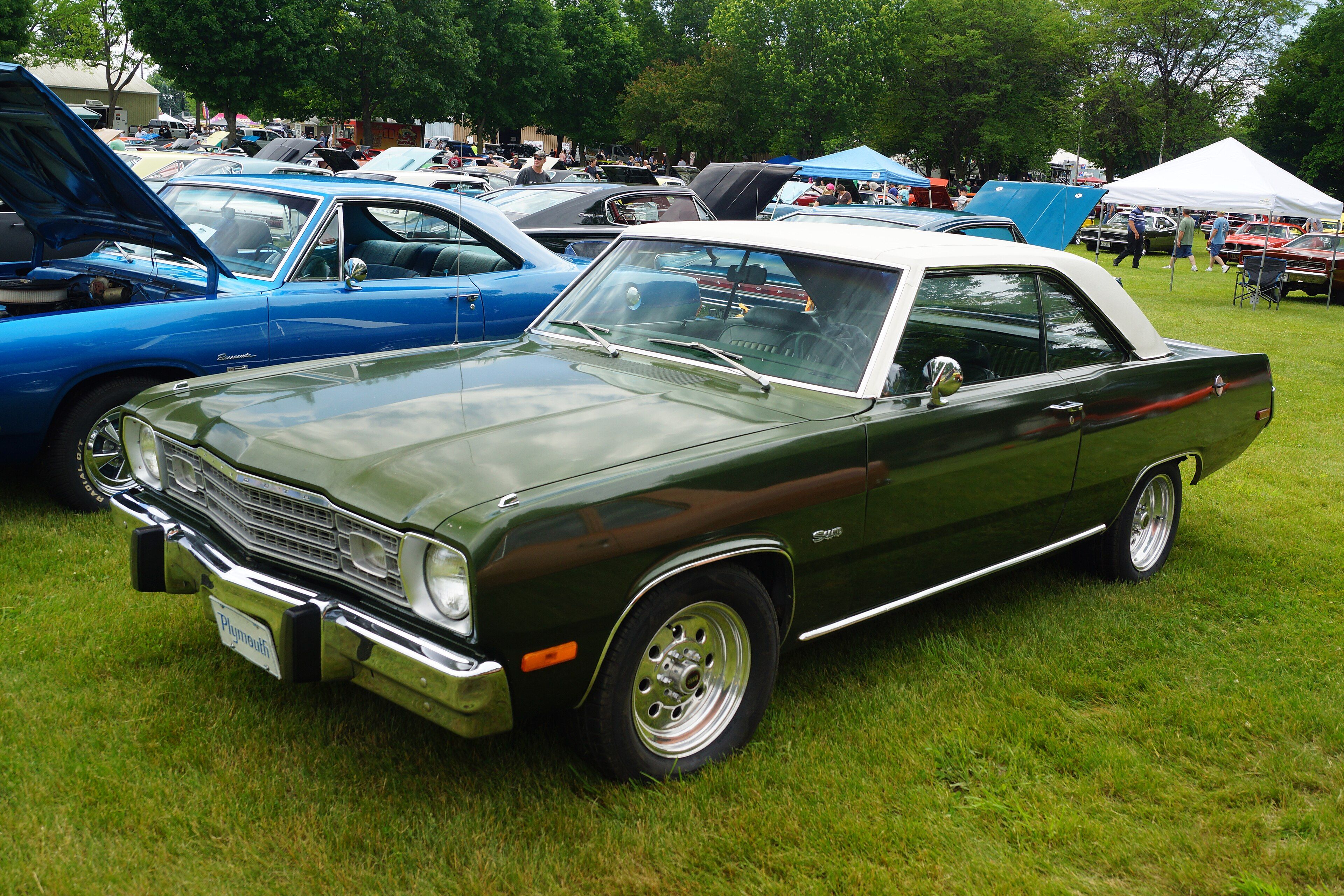 1973 Plymouth Valiant Scamp hardtop, front three-quarter view