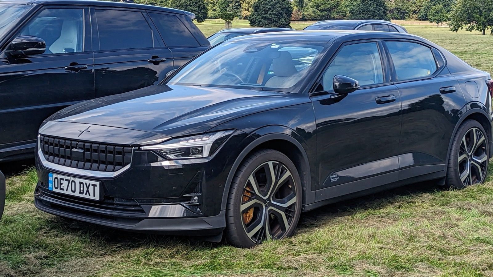 Black 2020 Polestar 2 Pilot Plus AWD, front three-quarter view