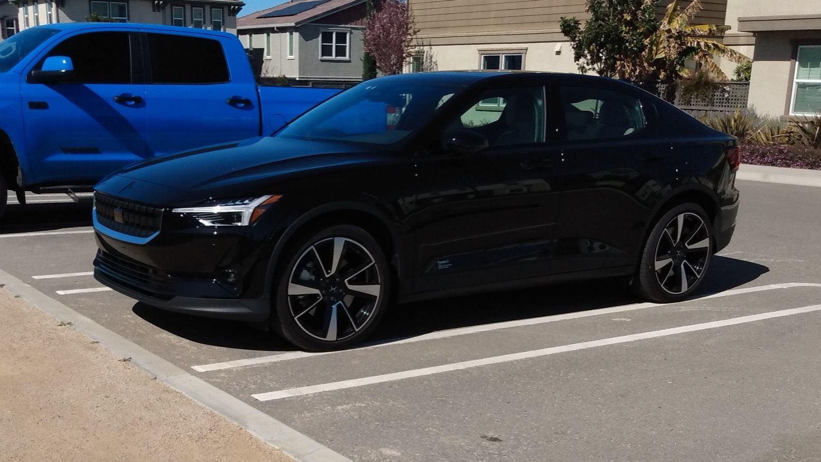 Black 2022 Polestar 2, front three-quarter view