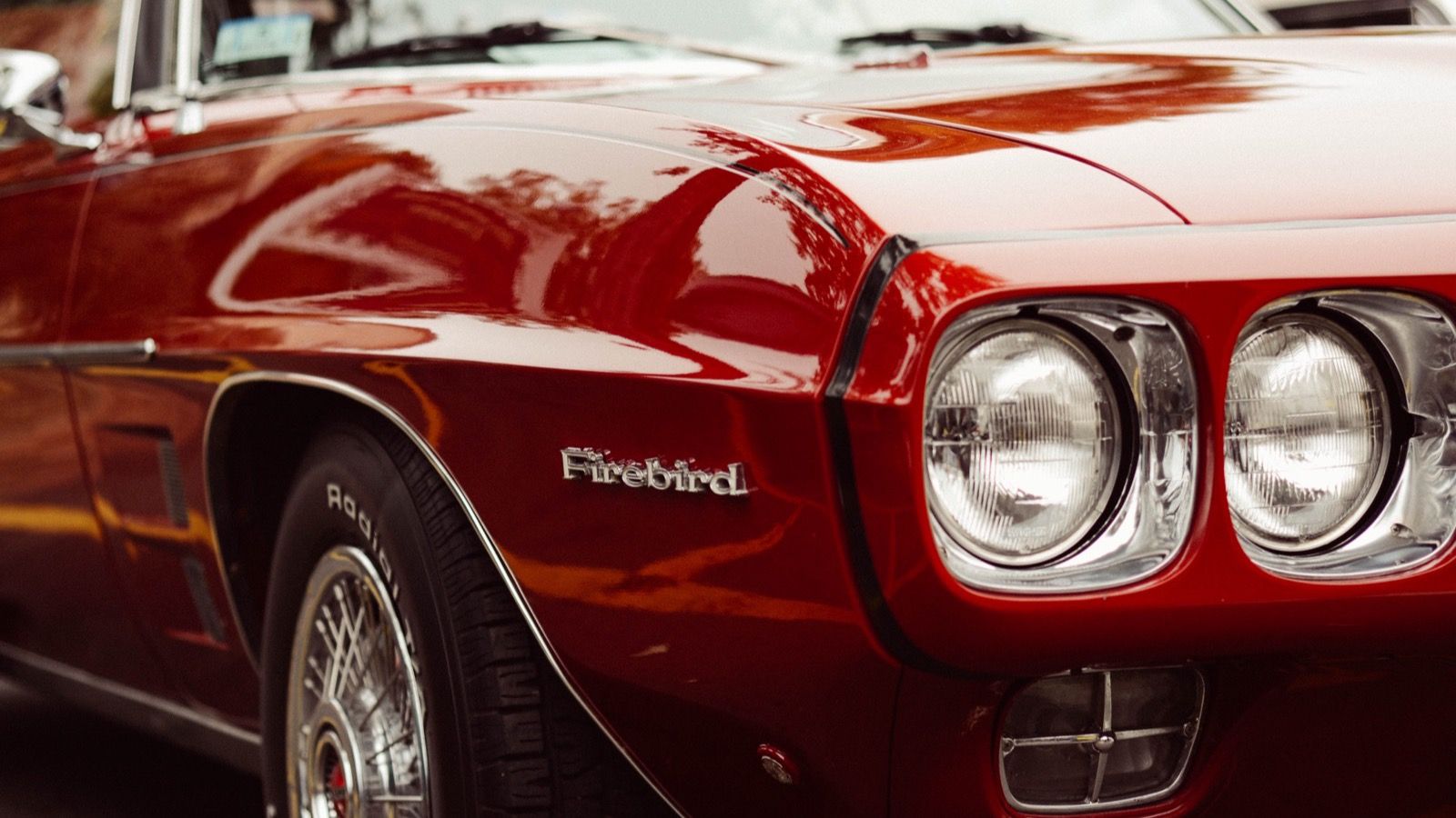 1969 Pontiac Firebird, first generation — red coupe, front view