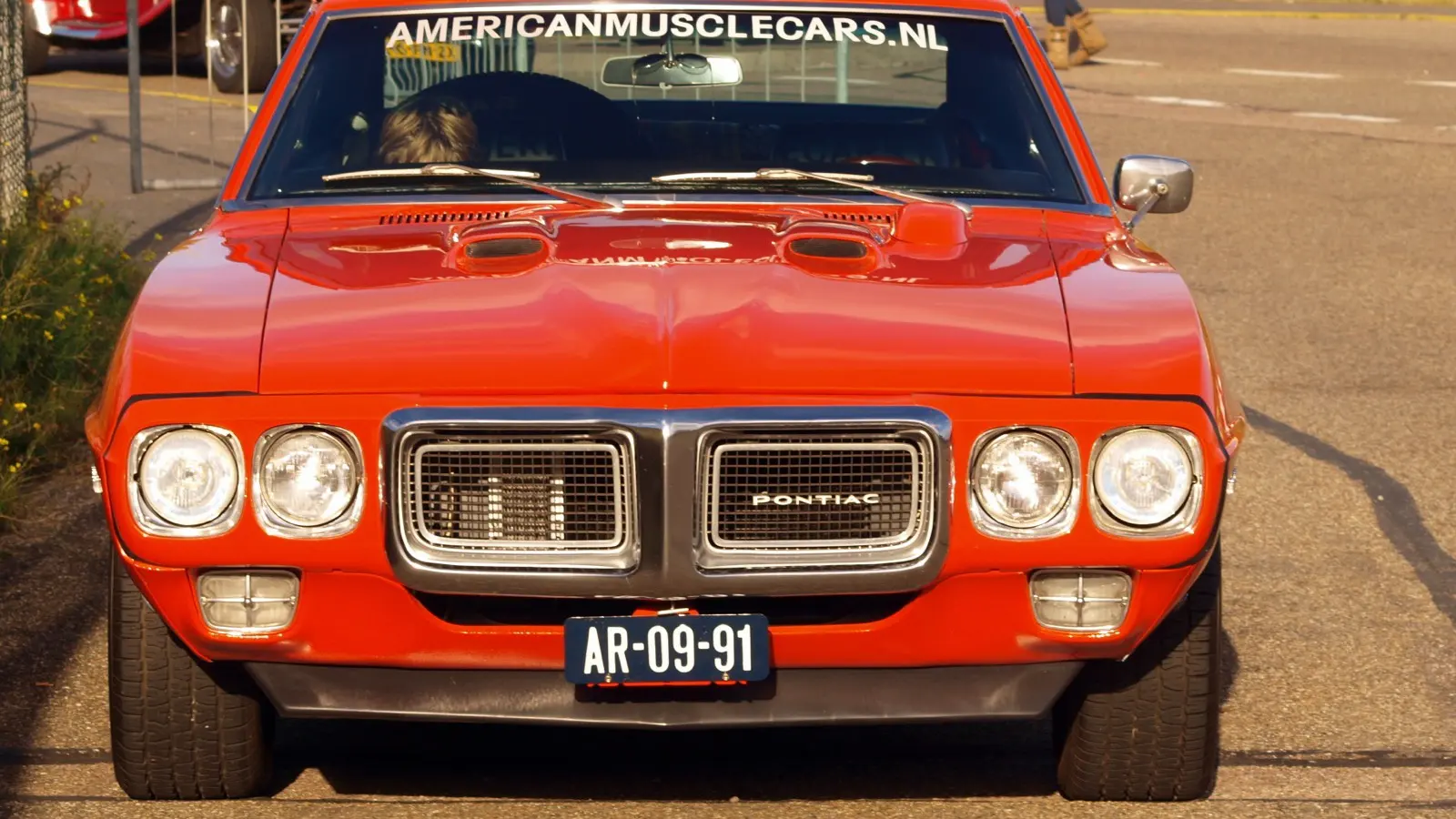 1969 Pontiac Firebird, first generation — red coupe, front view