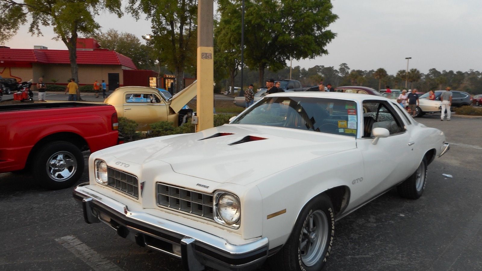 1973 Pontiac GTO Colonnade hardtop in white, front three-quarter view