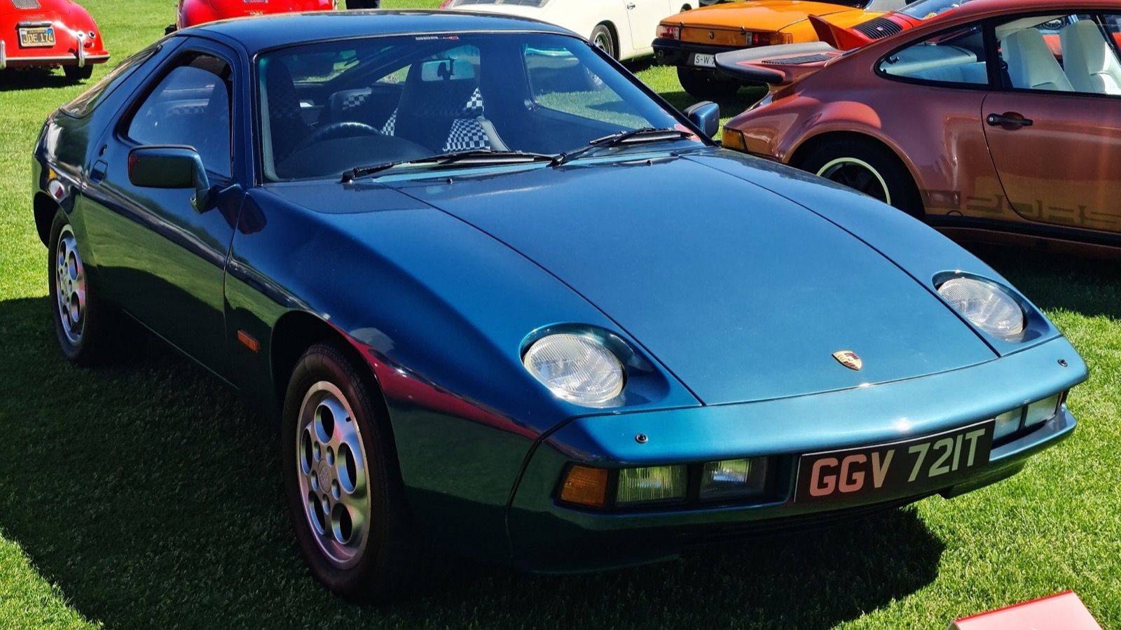 1978 Porsche 928 coupe in blue-green, front three-quarter view