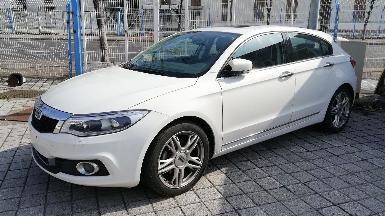 White Qoros 3 five-door hatchback, front three-quarter view