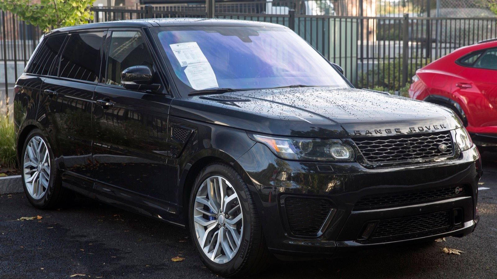 Black 2016 Range Rover Sport SVR (L494), front three-quarter view