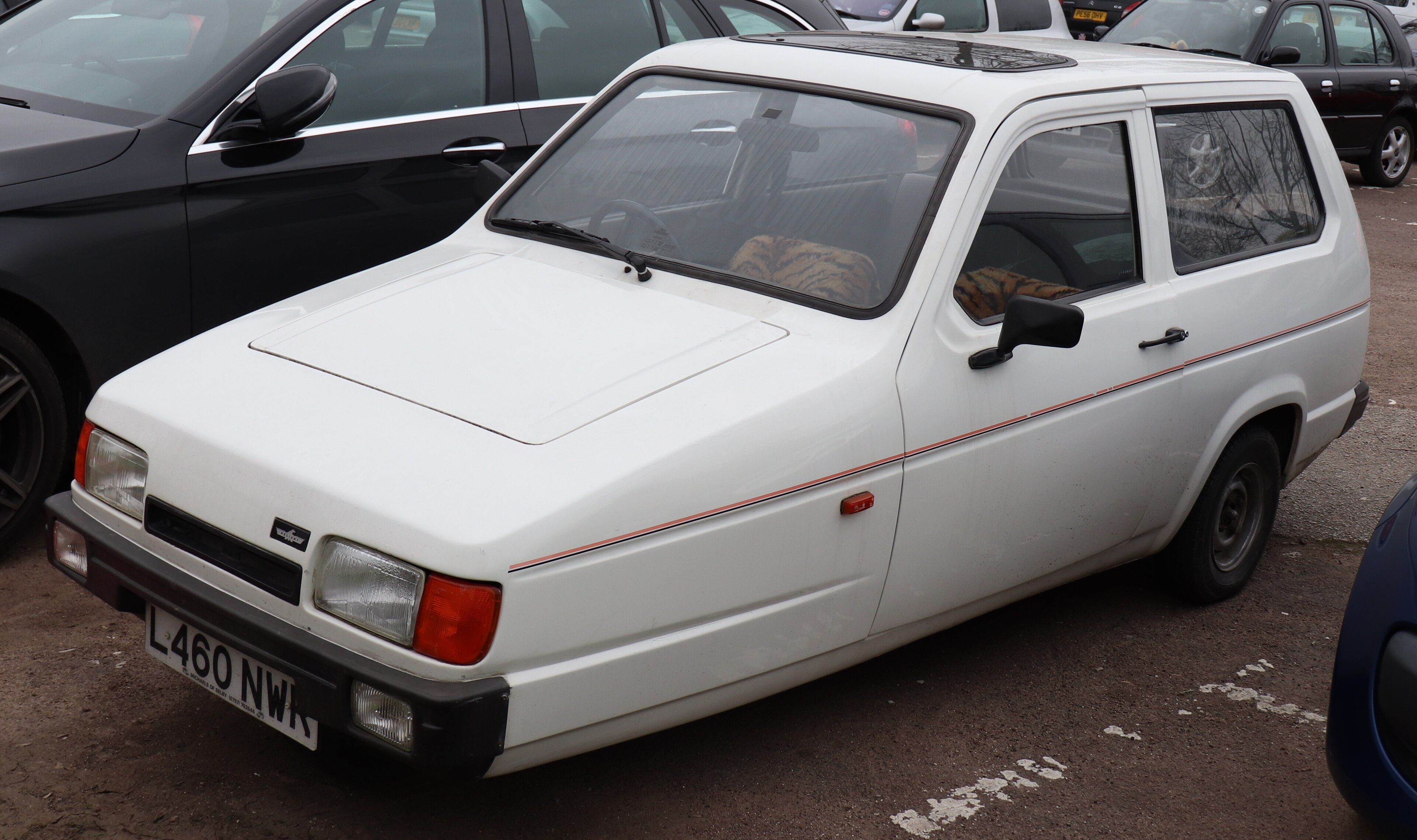 White 1993 Reliant Robin LX 850cc three-wheeler, front three-quarter view