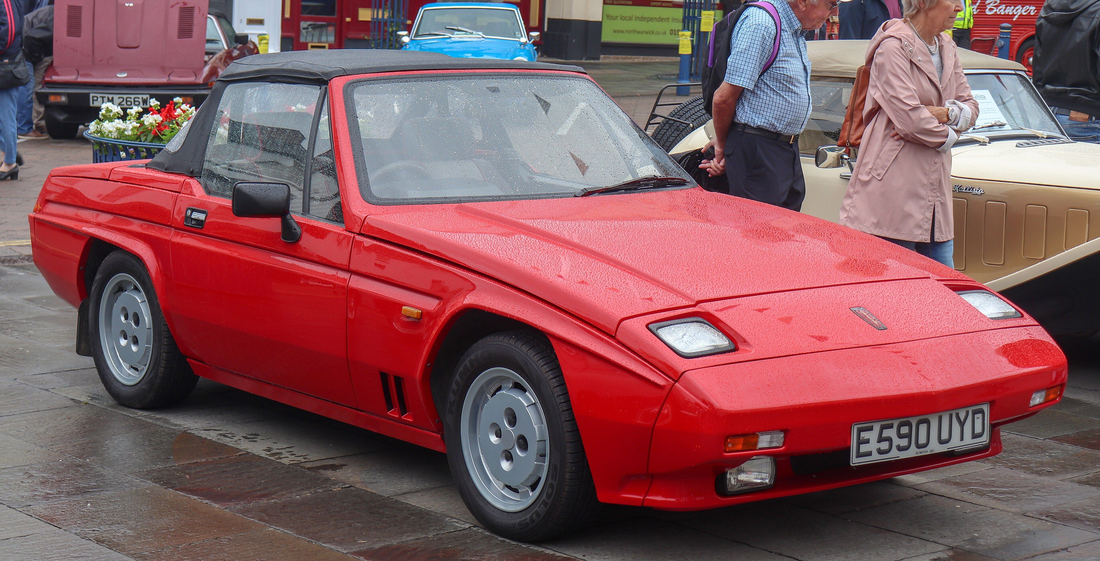 Red 1987 Reliant Scimitar SS1 1.4 roadster, front three-quarter view