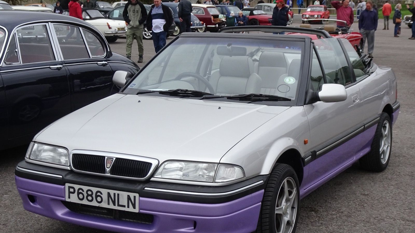 Red 1997 Rover 200 Cabriolet (R3), front three-quarter view