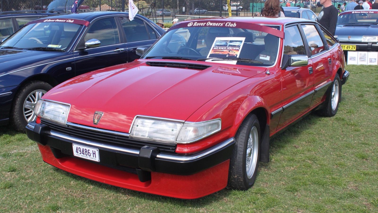 Red 1984 Rover SD1 3500 Vitesse, front three-quarter view