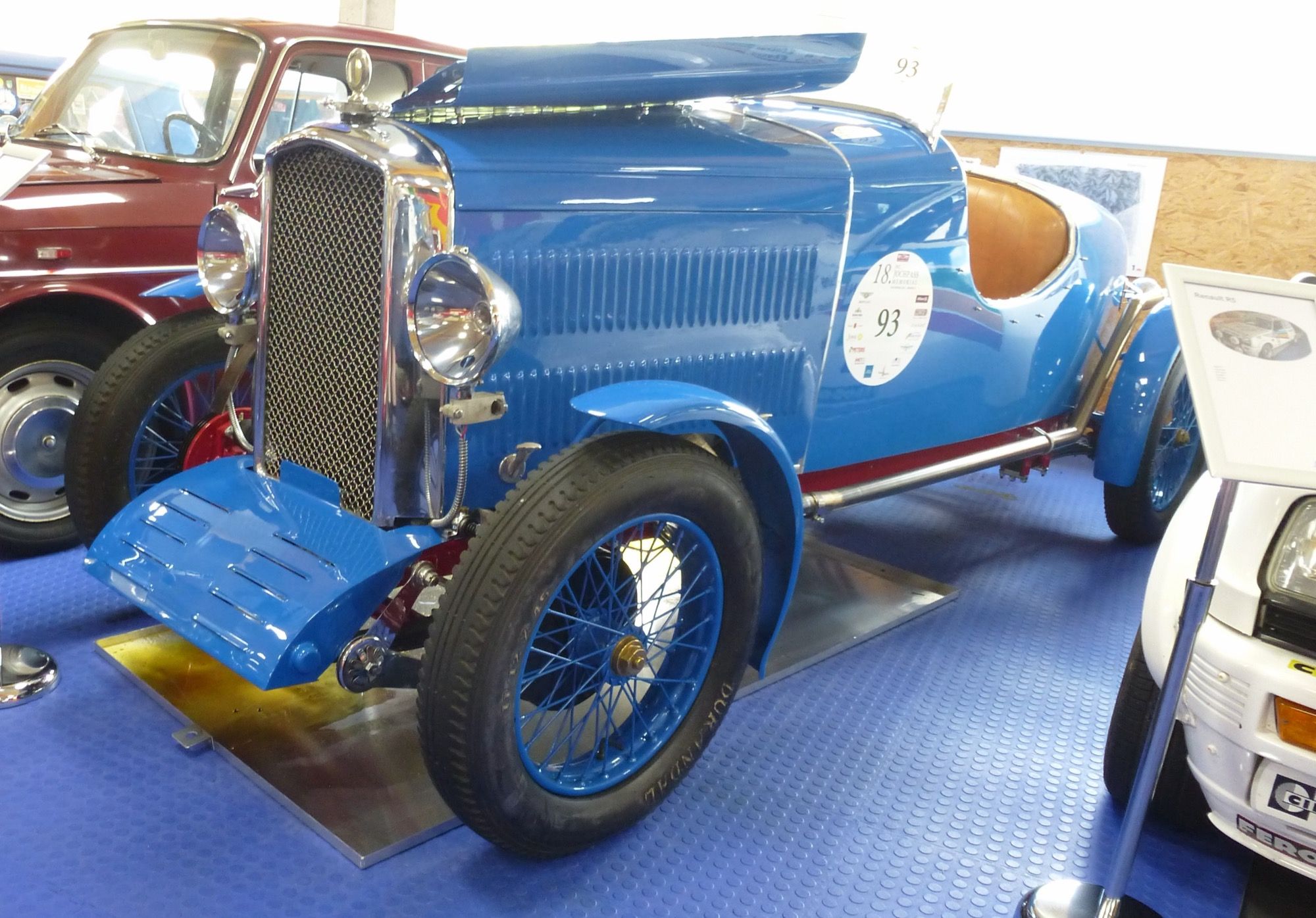 Blue 1932 Salmson S4 sports two-seater at the Museum Eschenfelden, front three-quarter view