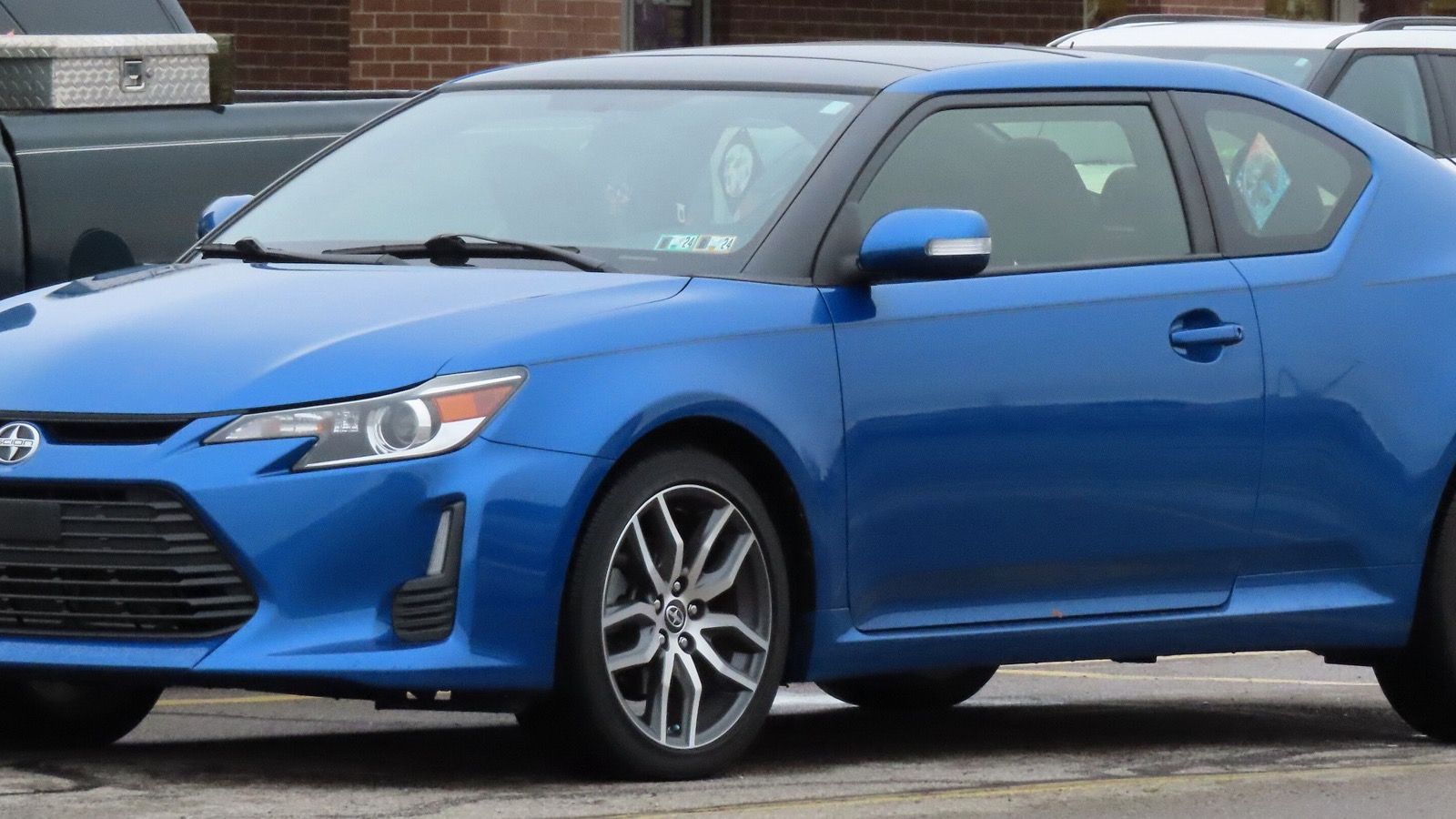 Blue 2016 Scion tC second-generation coupe, front three-quarter view