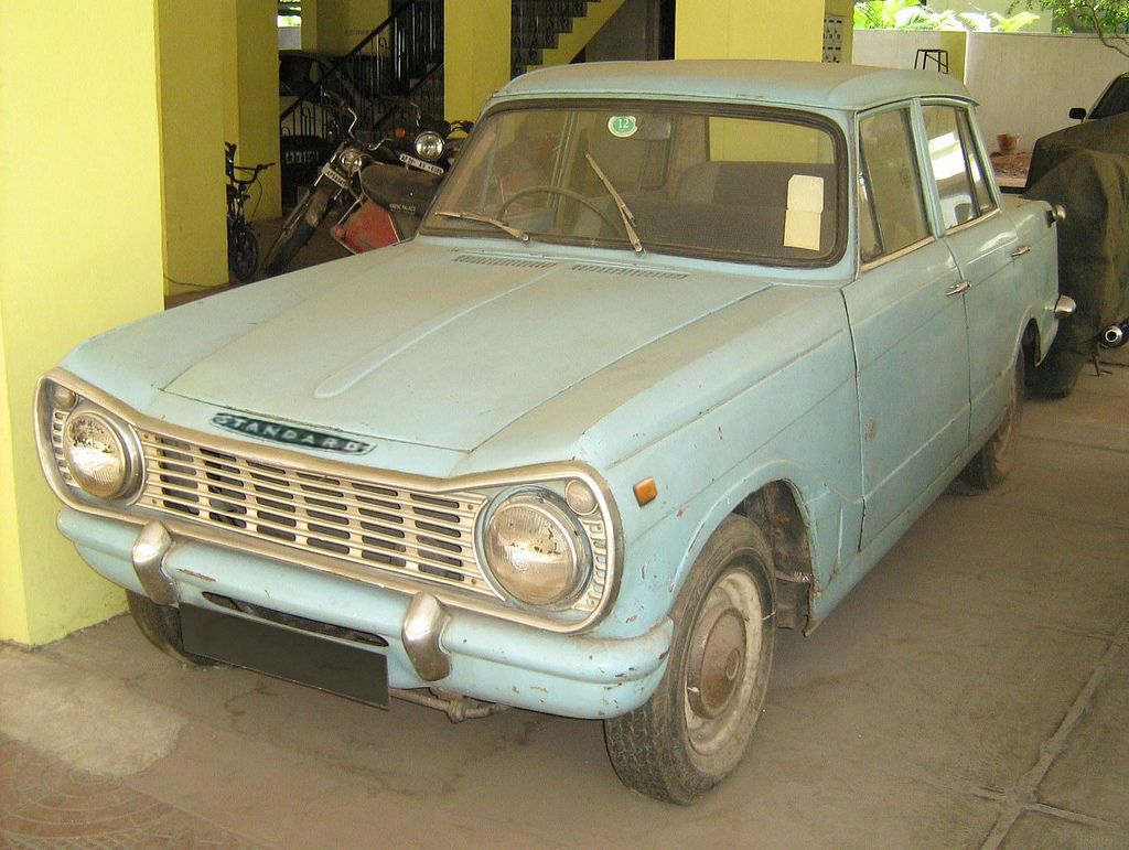 Light blue Standard Gazel Mark II four-door saloon, front three-quarter view
