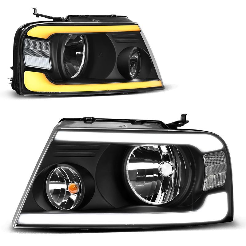 YITAMOTOR 2004-2008 Ford F150 DRL Switchback LED Tube Headlights Assembl for Ford F-150
