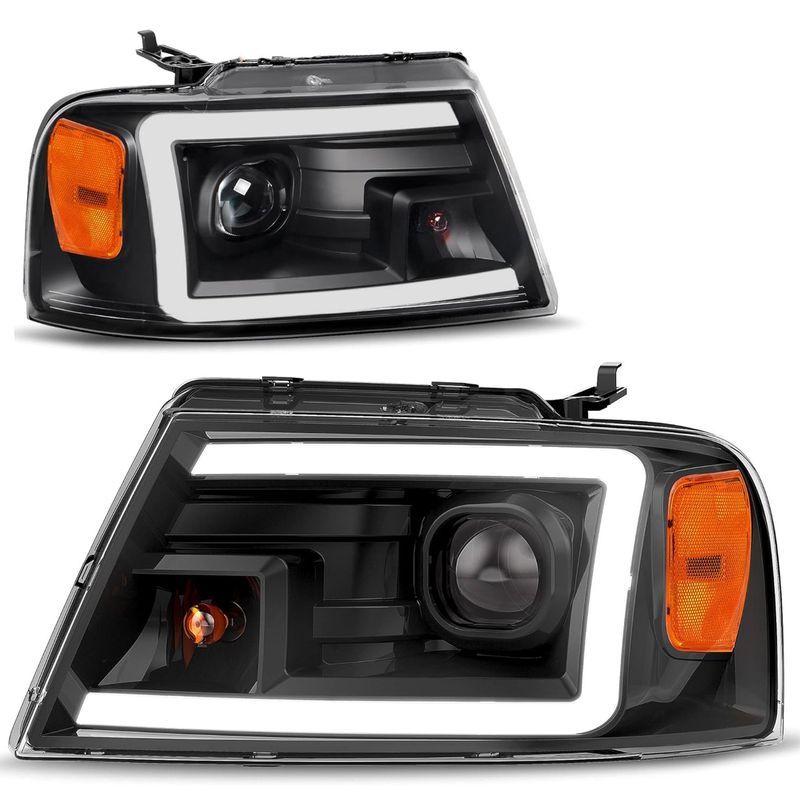 YITAMOTOR 2004-2008 Ford F150 Pickup Dual Projector Headlights w/LED Tub for Ford F-150