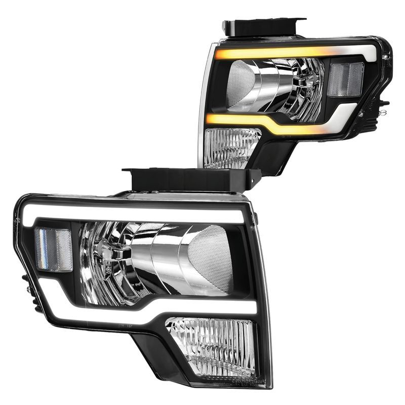 YITAMOTOR Switchback LED DRL 2009-2014 Ford F150 Headlights Assembly Pai for Ford F-150