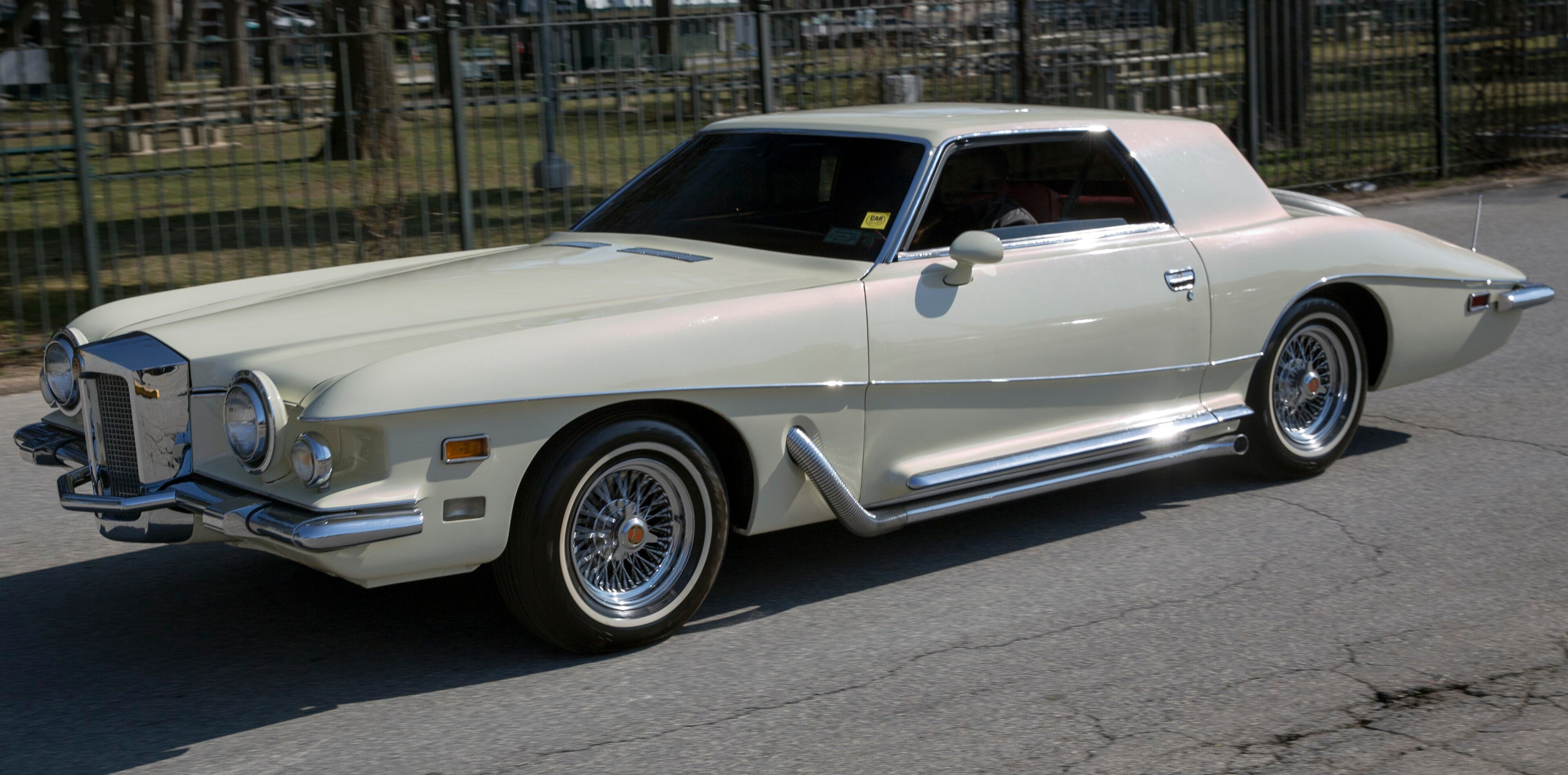 Cream 1978 Stutz Blackhawk VI coupe, front three-quarter view