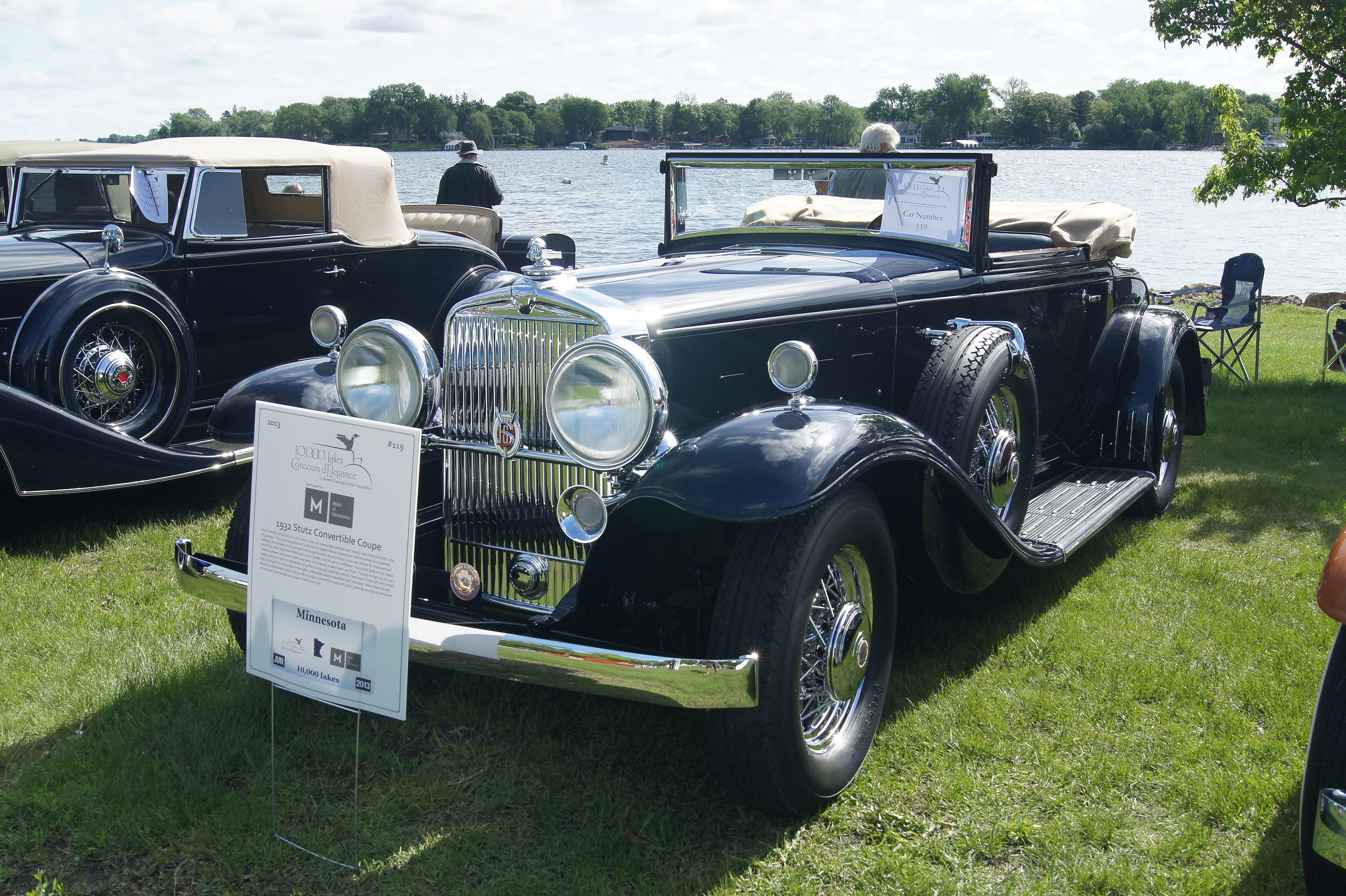 Black 1932 Stutz SV-16 convertible coupe, front three-quarter view